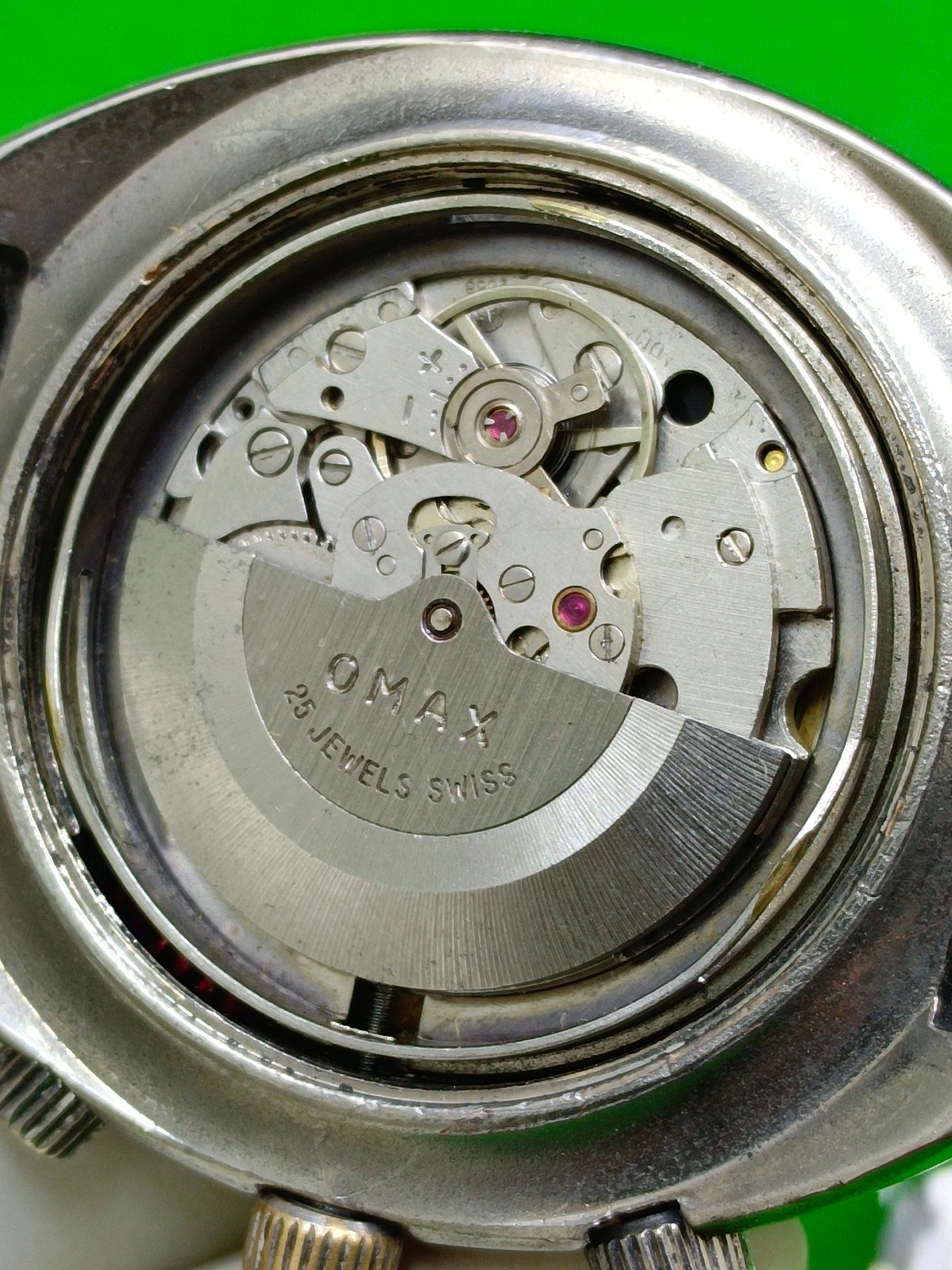 Vintage Omax 5 Crystal Automatic World Diver Rotating Inner Ring Swiss Men Watch