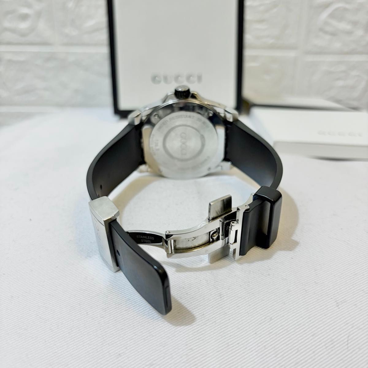 [B1P] Gucci Dive Snake YA136219 Black Dial Rubber Strap Mens Watch [x8q]