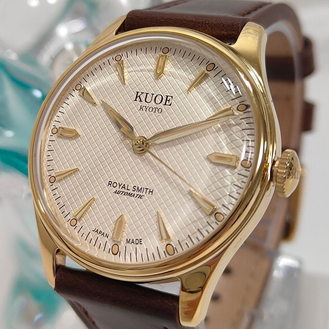KUOE Kyoto Royal Smith 90-006 Automatic MIYOTA 9039 Ivory Waffle Dial #3407