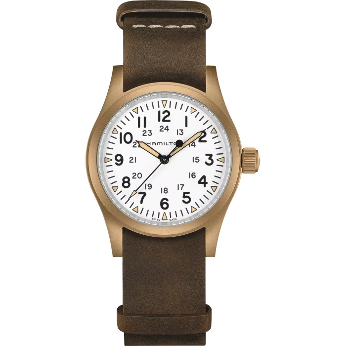 New Hamilton Khaki Field Mechanical Bronze White Dial Men’s Watch H69459510