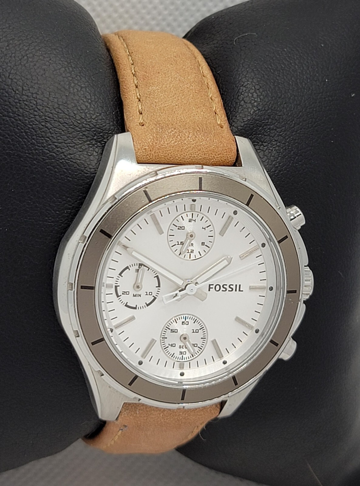 Ladies Fossil Flight Chronograph Brown Leather Strap Analog Watch CH-2830 I3
