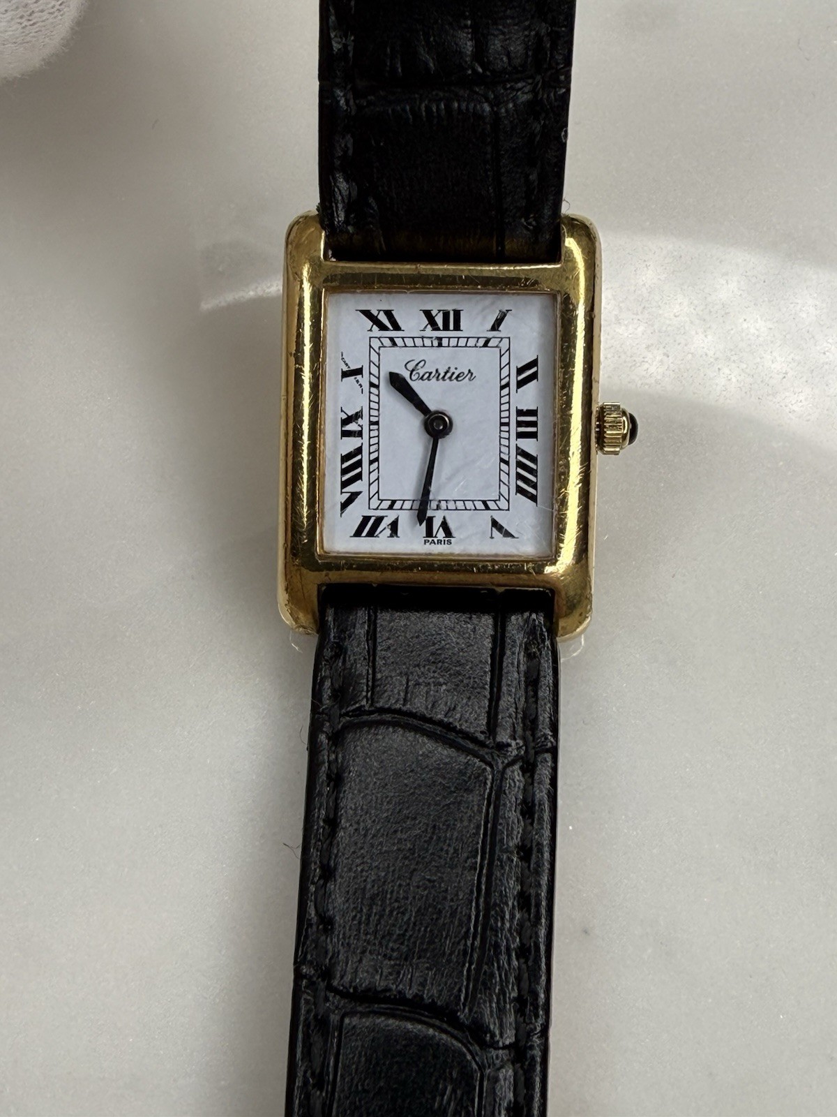Auth Vintage Cartier Tank 18k Electroplated 1970s 21x28mm Manual Wind Movement