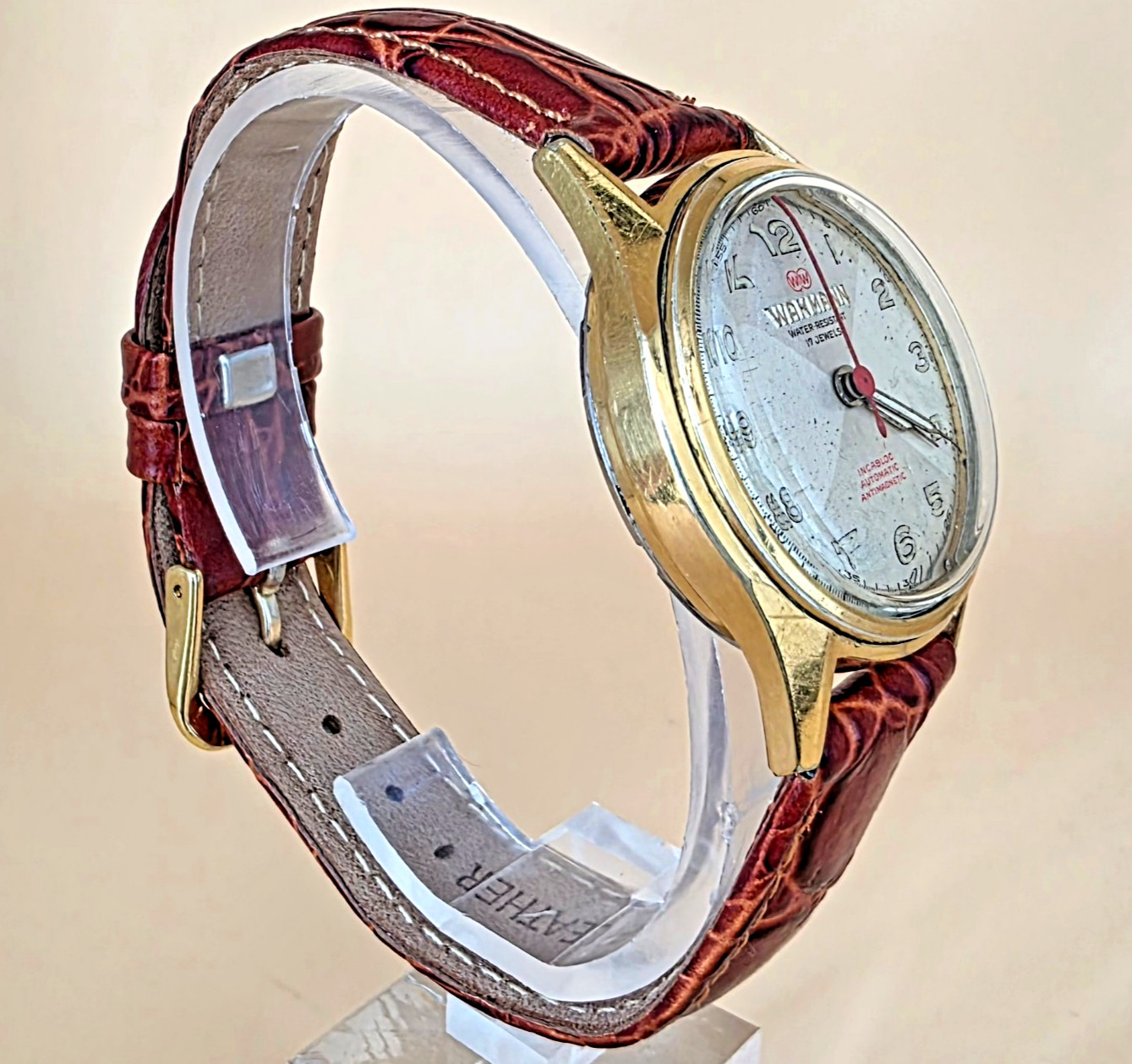 VTG Rare WAKMANN 709A Automatic 17 Jewel 1950 Swiss Incabloc 31mm Men Watch Runs