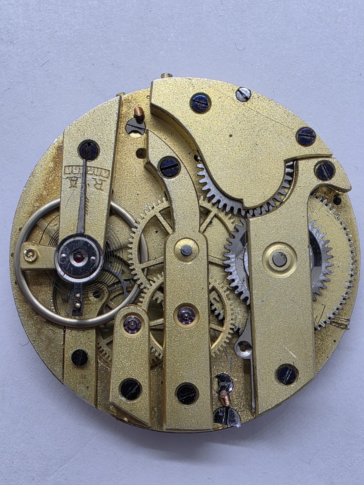Vintage Pocket Watch Movement Cylinder Sub Second Hands Good Balance Main Spring