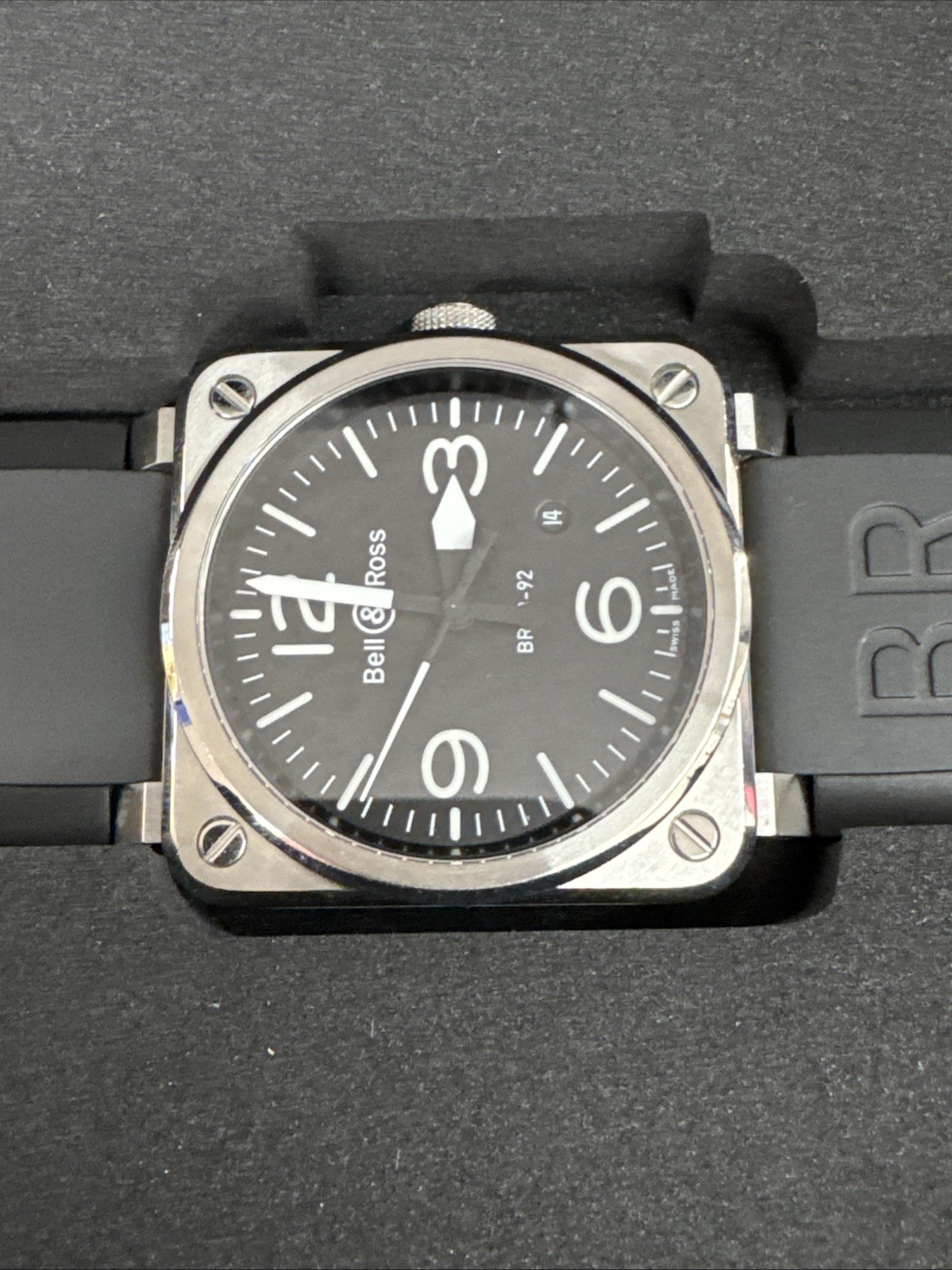 Bell & Ross BR 03-92 42mm Black/Silver Stainless Steel Case Black Rubber…