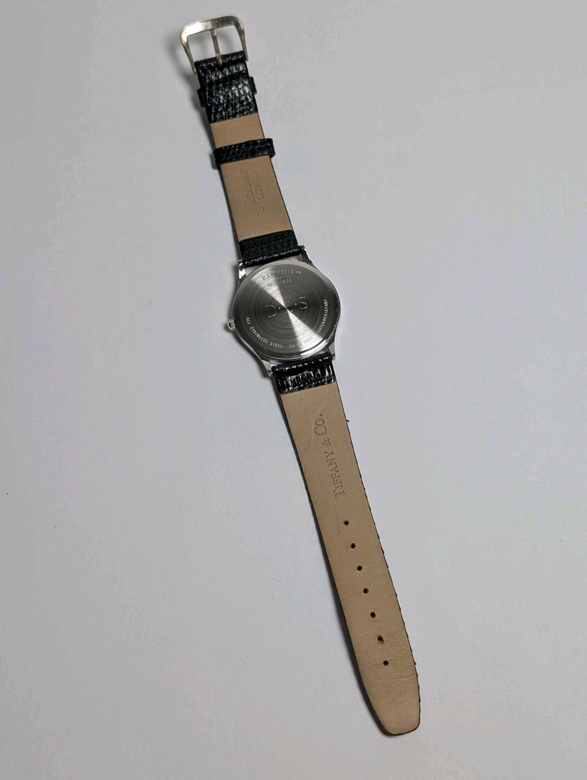 Vtg Tiffany & Co Portfolio Watch White Roman Dial Stainless Steel 33mm Swiss