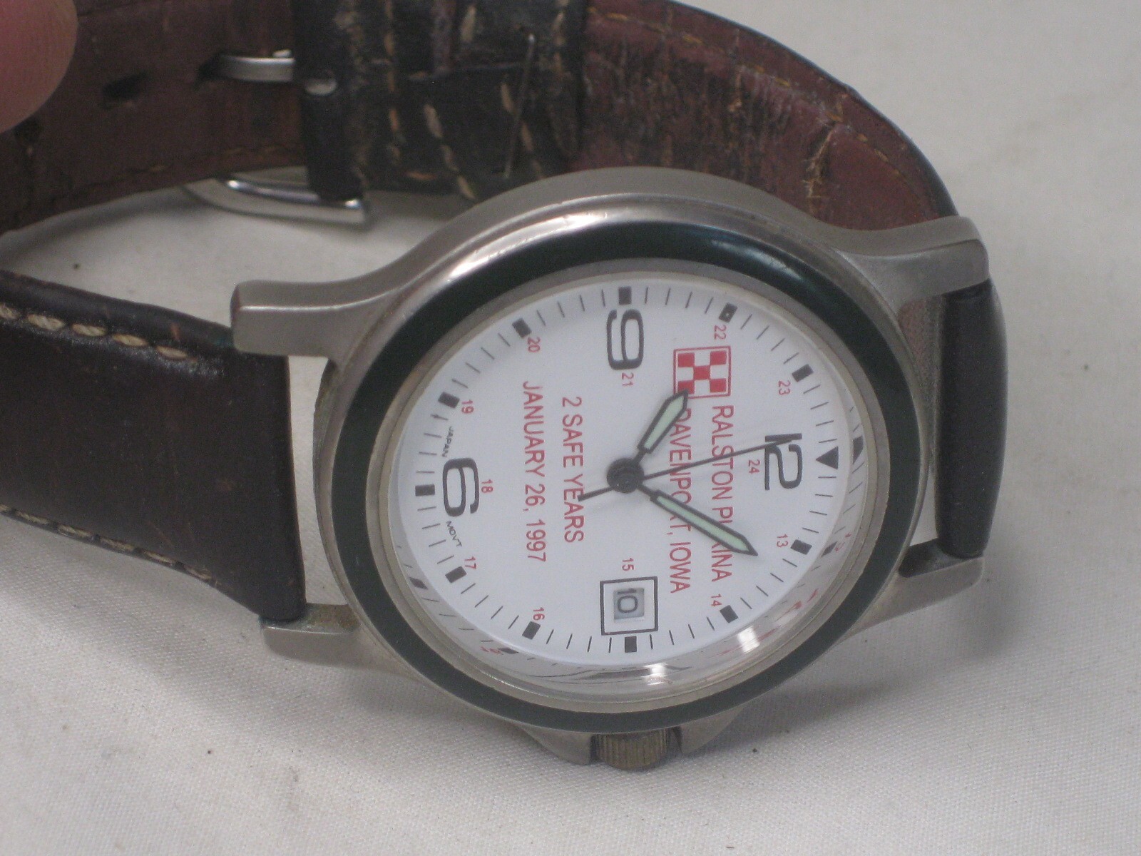 vintage RALSTON PURINA logo DAVENPORT 2 SAFE YEARS wristwatch award watch