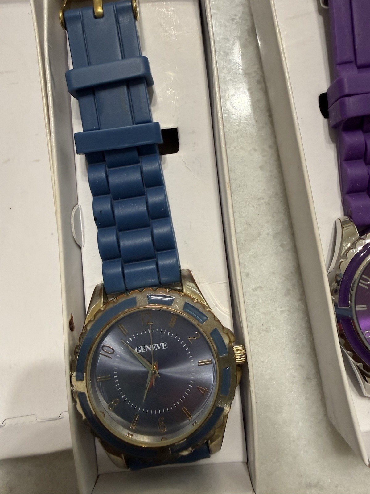 Geneve Quartz Analog Wristwatch Silicone Strap Assorted Colors w/ Box