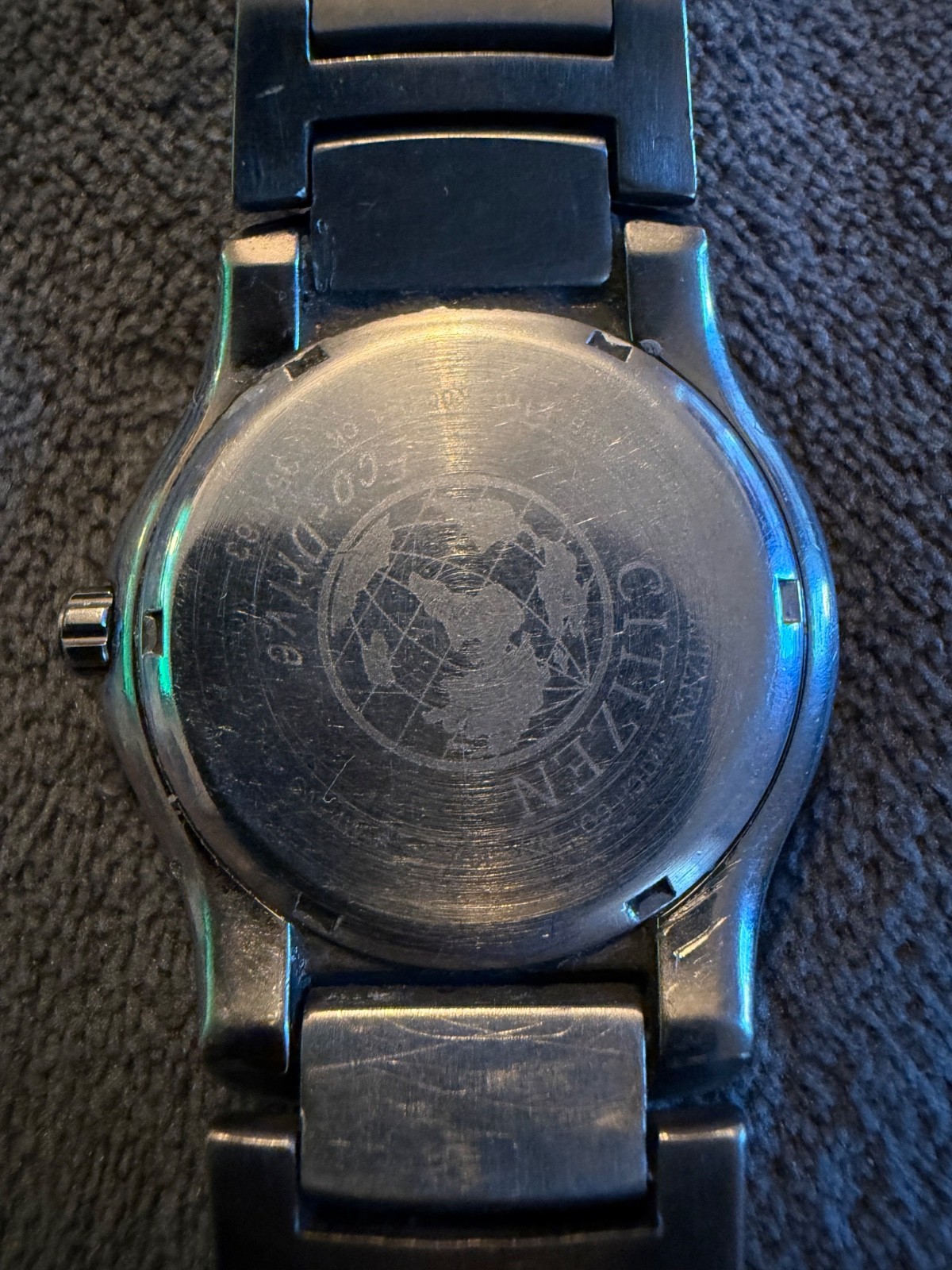 Citizen Eco-Drive Titanium WR100 Blue Dial /Watch Works (Needs Band Repair)