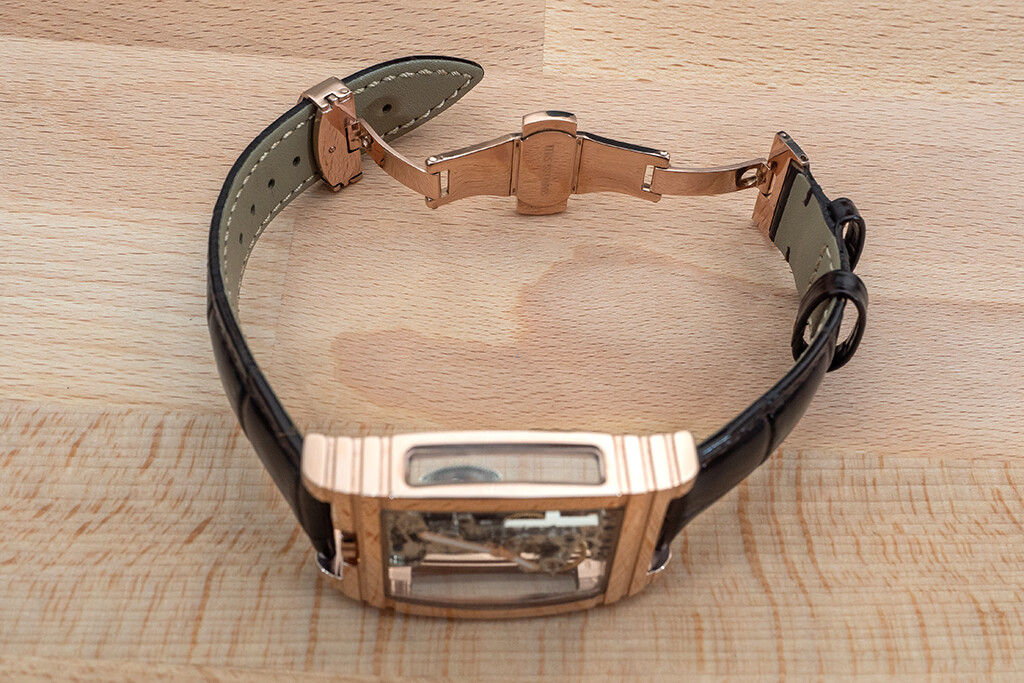 Mens Bridge Manual Mechanical Watch – Rose Gold Brown Leather Diasteria 1688