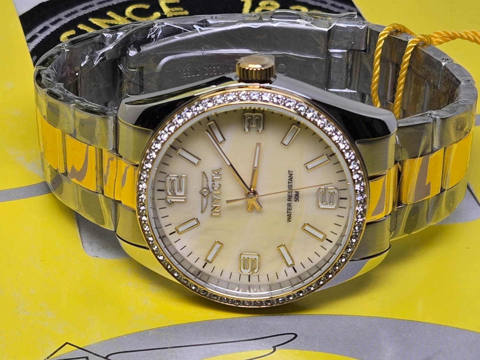 Invicta Specialty Lautus Unisex Watch w/Mother of Pearl, 38mm. Gold, Steel NEW!!
