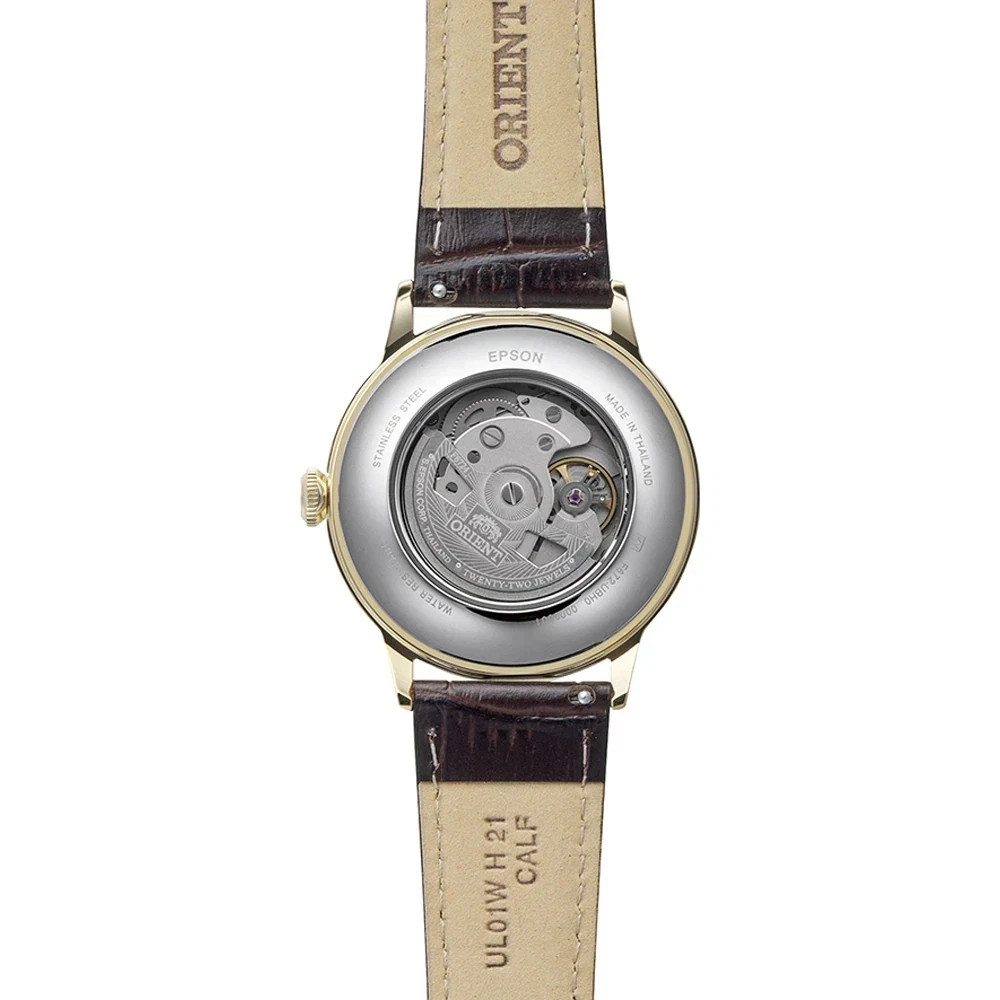 Orient Men’s Automatic Watch RA-AC0028S30B Bambino 40.5mm White Dial Leather 30M
