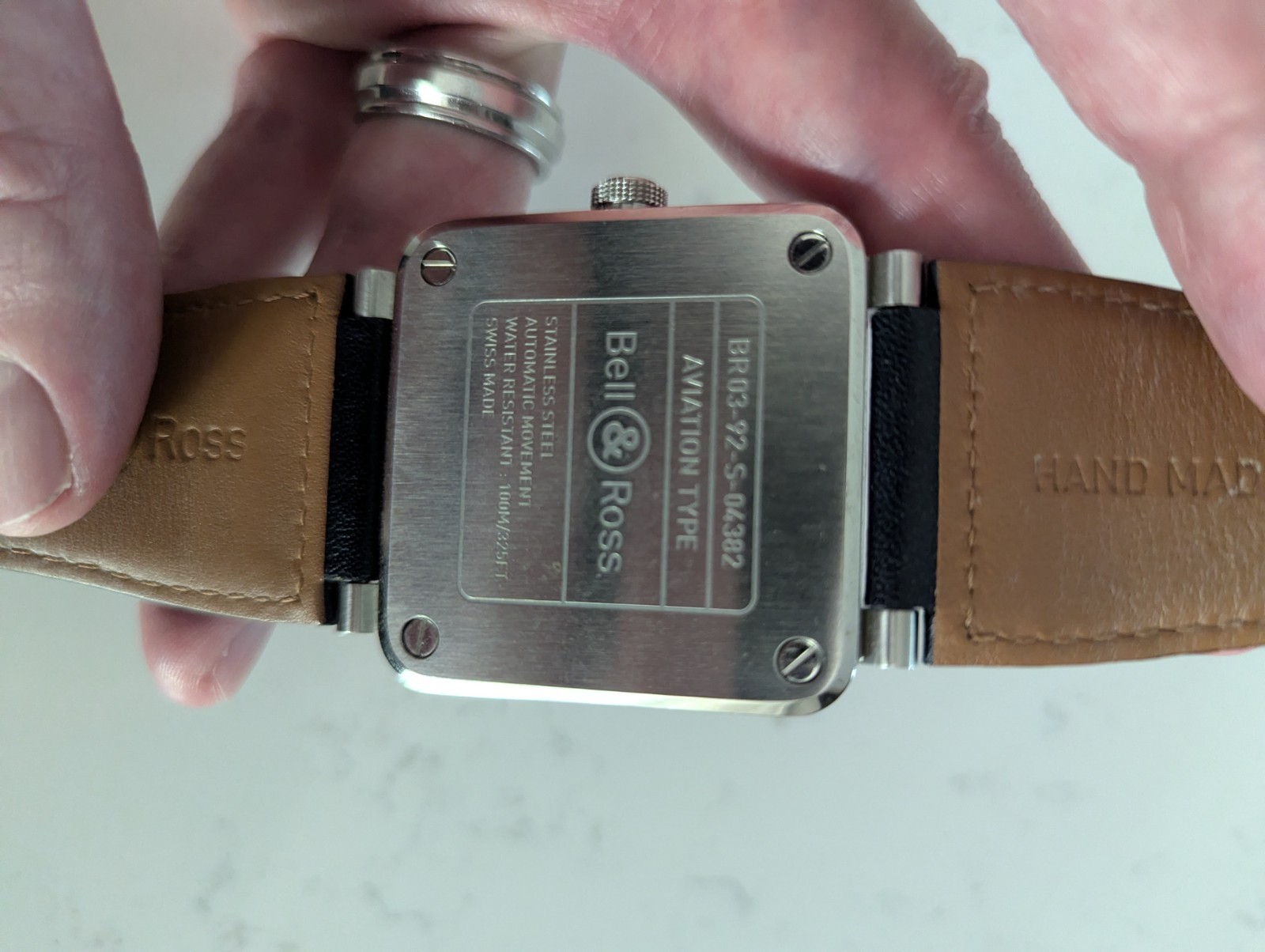 Bell & Ross BR 03-92 42mm Dark Blue Leather band. Excellent condition