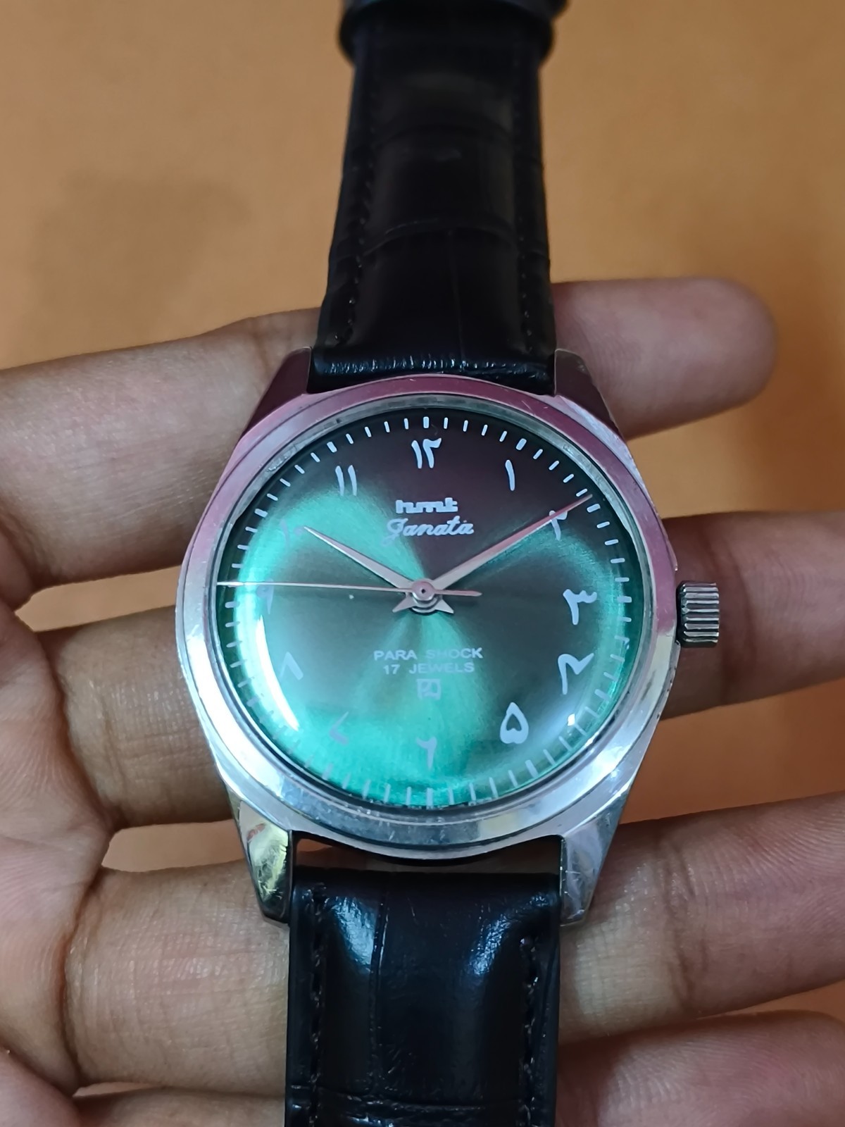 Vintage HMT Janata Green 17 Jewels Mechanical Hand Winding Men’s Wrist Watch