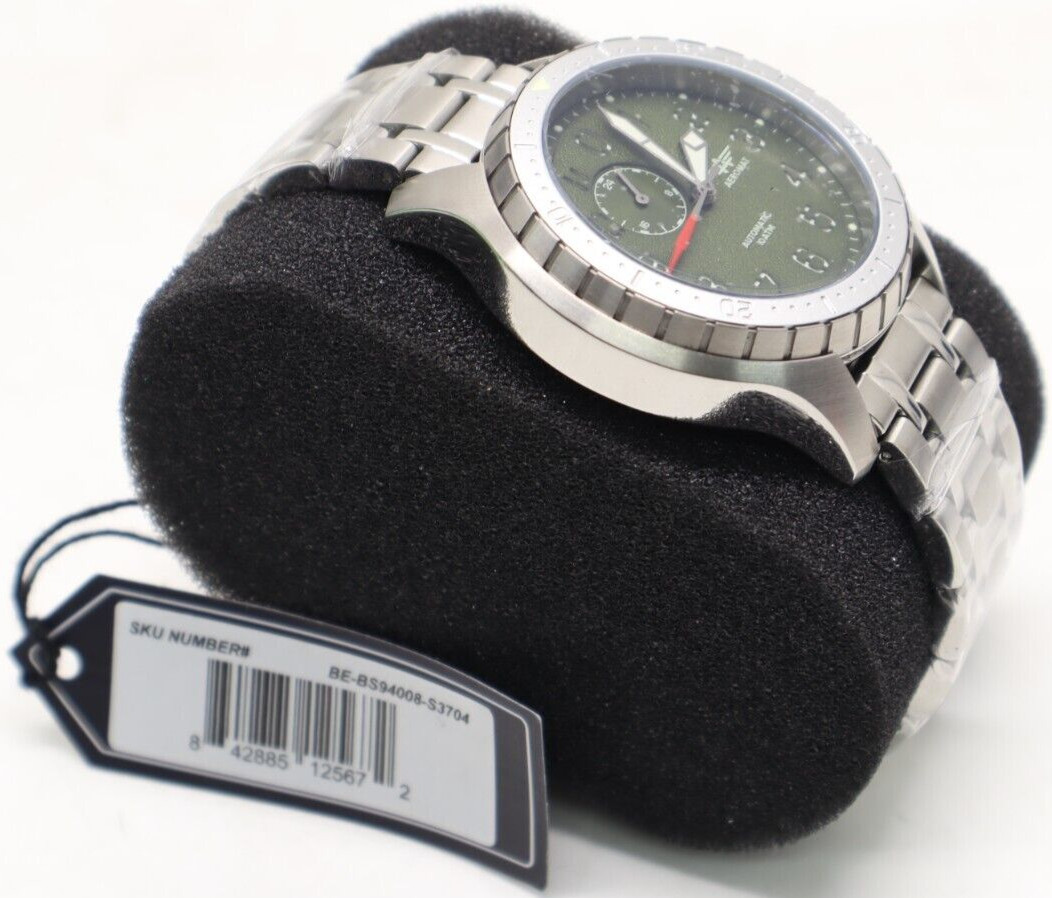 Aeromatic Pilot Beluga Jet Black Automatic Stainless Steel Mens Watch New In Box