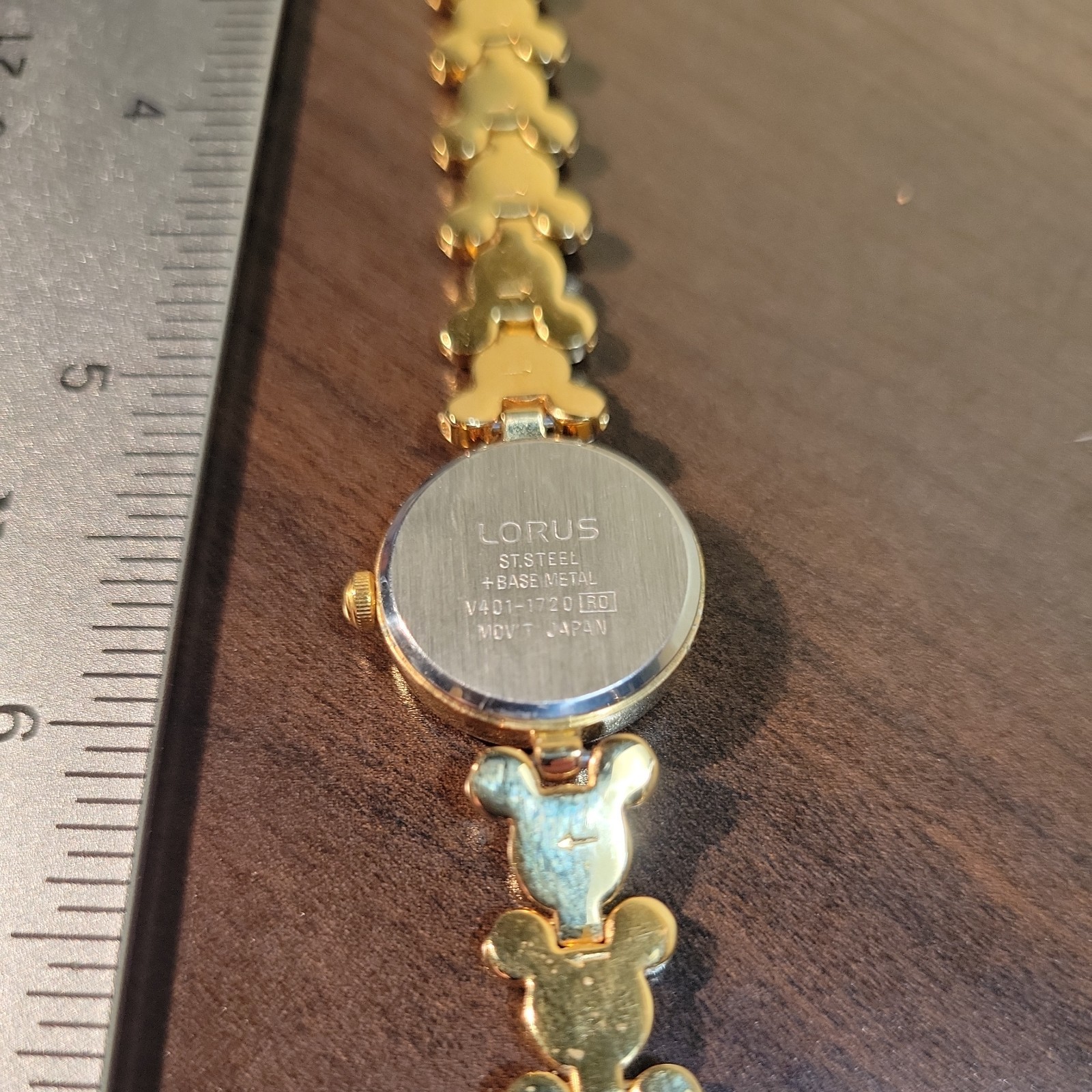 Disney Lorus Womens Watch 14mm Mickey Mouse Head Band, Gold Tone 7.25″
