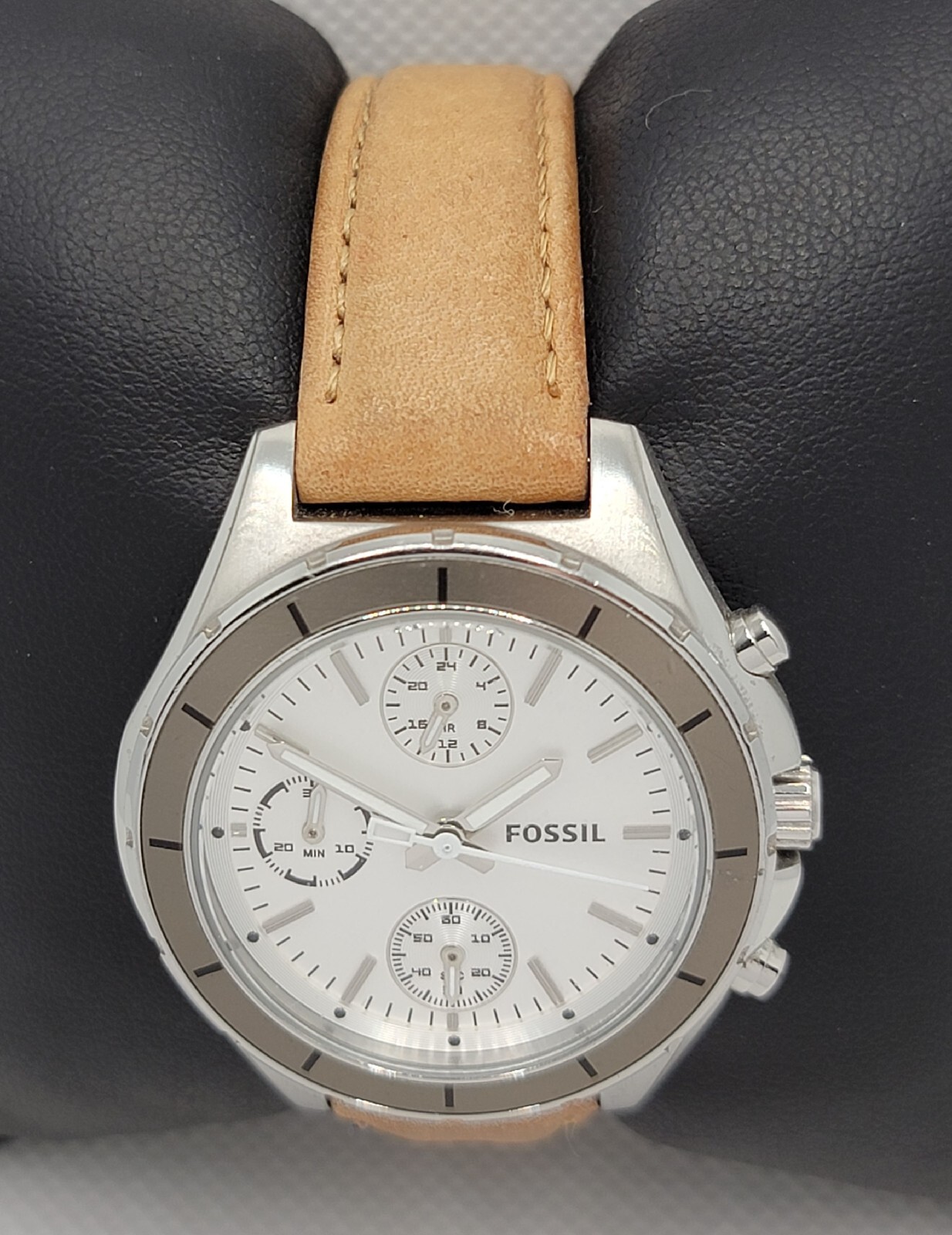 Ladies Fossil Flight Chronograph Brown Leather Strap Analog Watch CH-2830 I3
