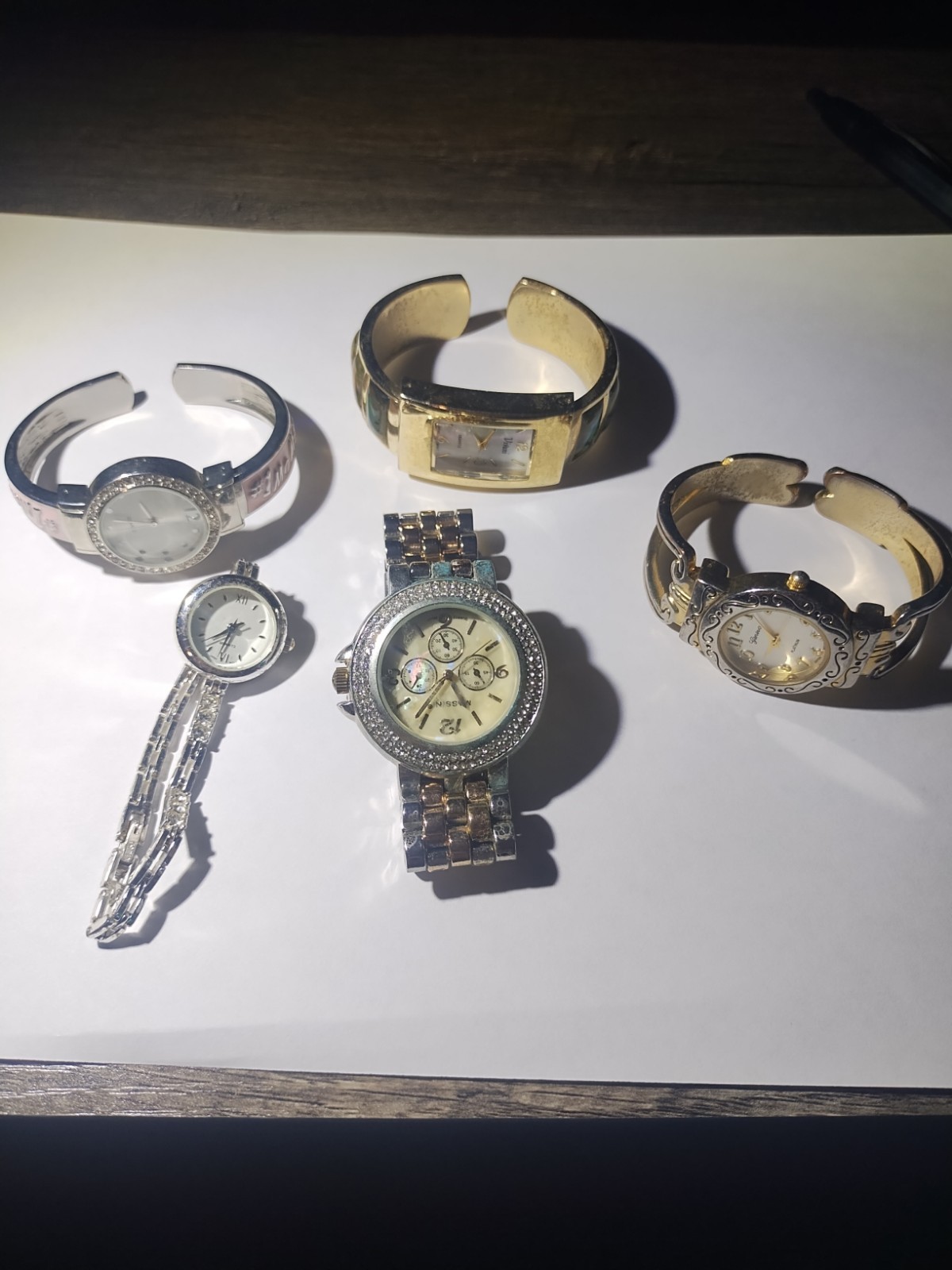 Assorted Vintage Watches Lot of 5 Vivani Massini Geneva Unbranded Untested
