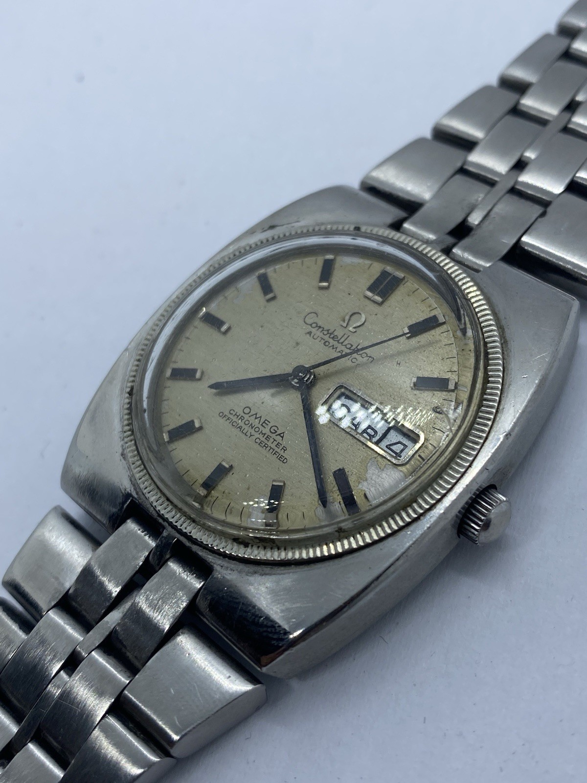 Omega Constellation 168.045 Cal 751 Automatic Men Watch For Repair Gold Bezel