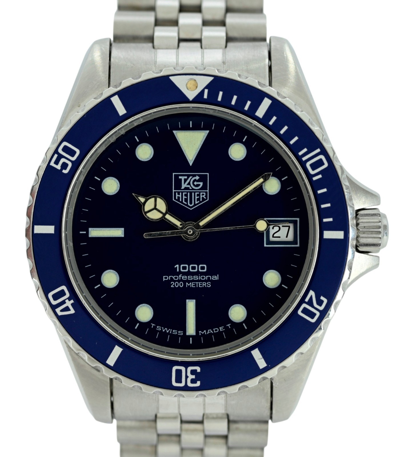 Tag Heuer 37mm Men’s 1000 Series Blue Dial Dive Watch Jubilee Band! 980.613 N!