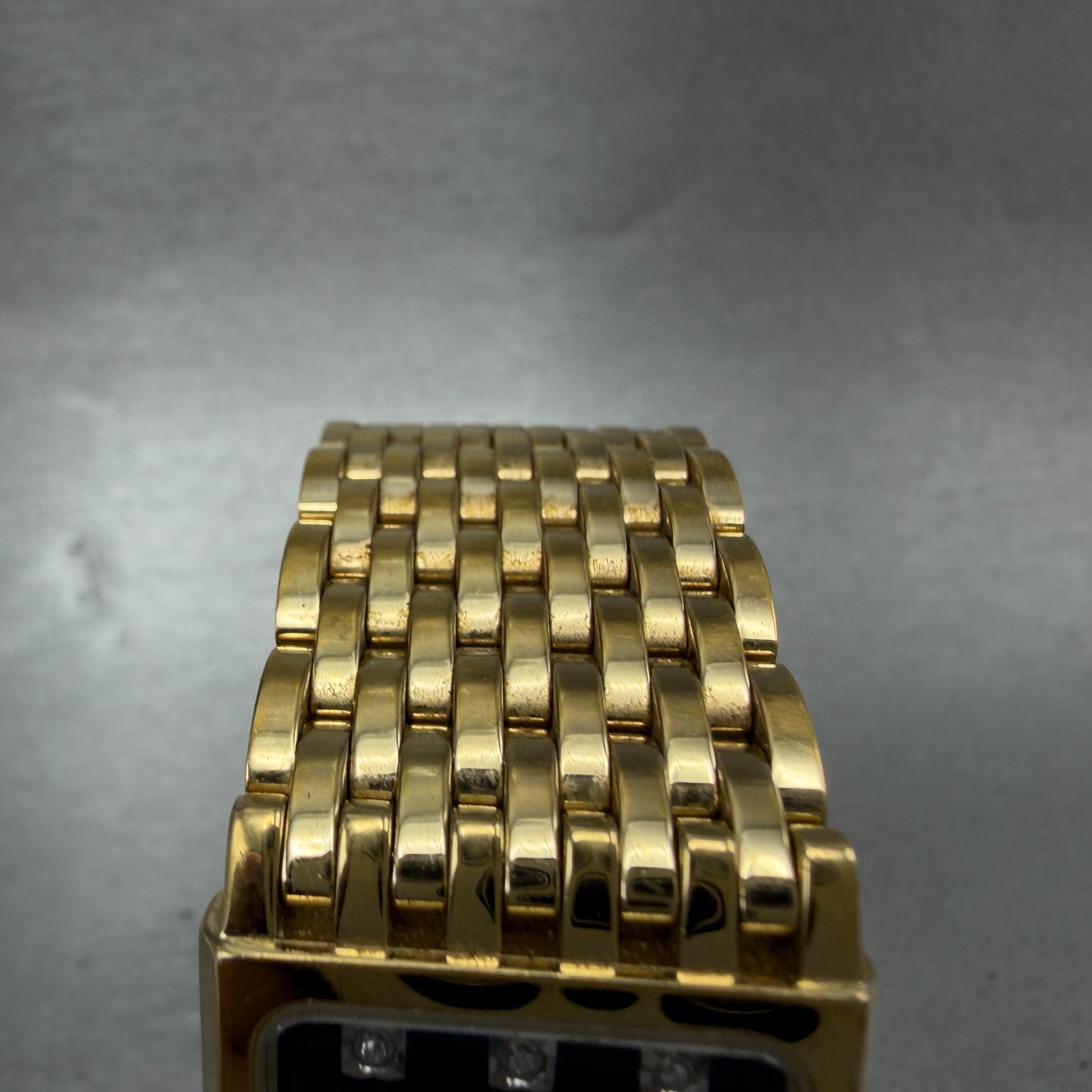 Wittnauer Tank Watch Men 24mm Black Dial Gold Tone KW8078 5784 Diamonds New Batt
