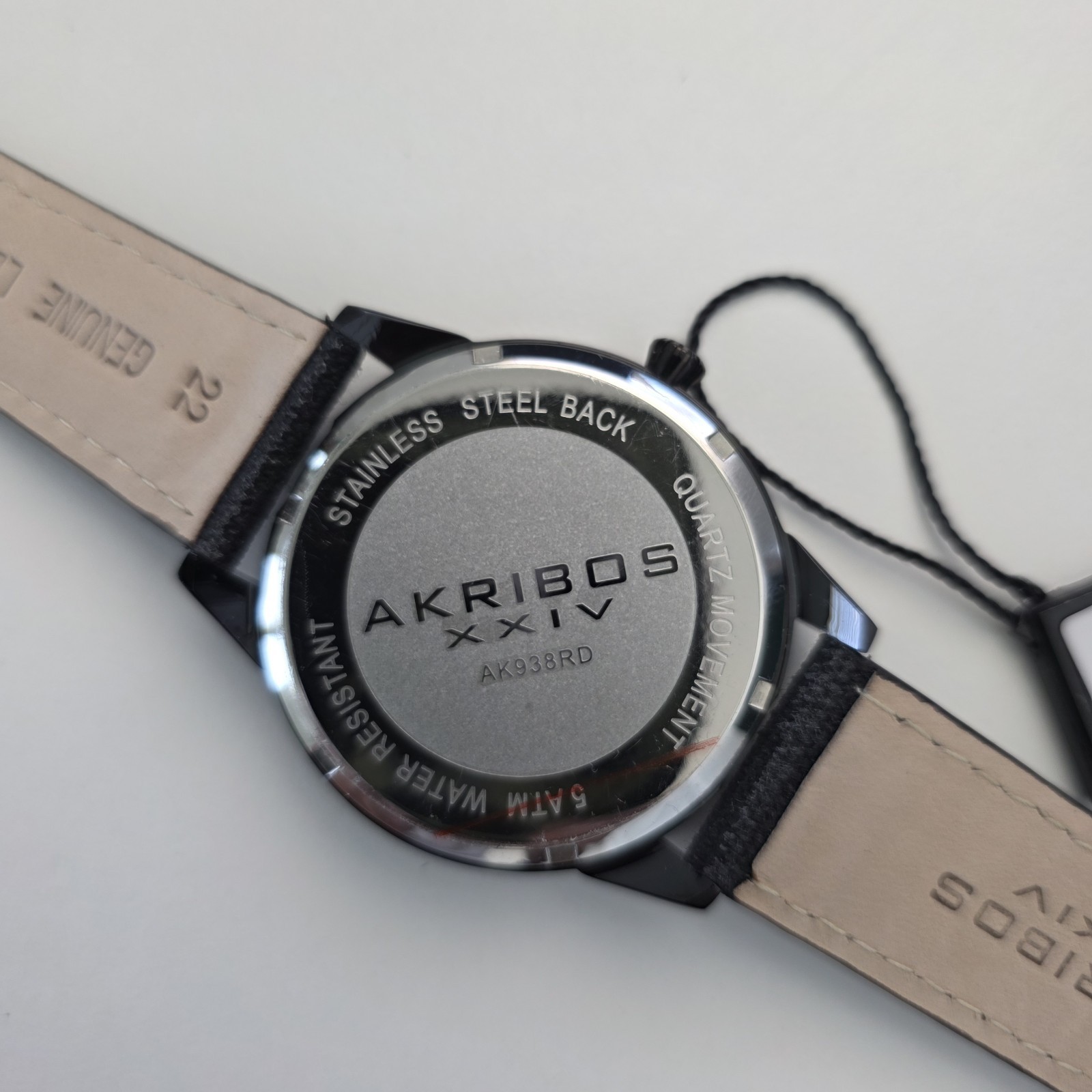 Men’s Akribos XXIV AK938RD Small Seconds Genuine Leather Canvas Strap Watch 46mm