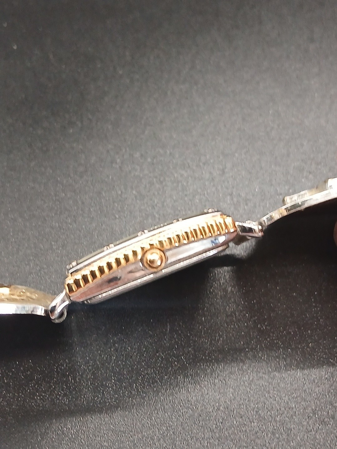 Montana Silversmiths Watch Silver And Gold With Sheep Emblem Black Leather Strap