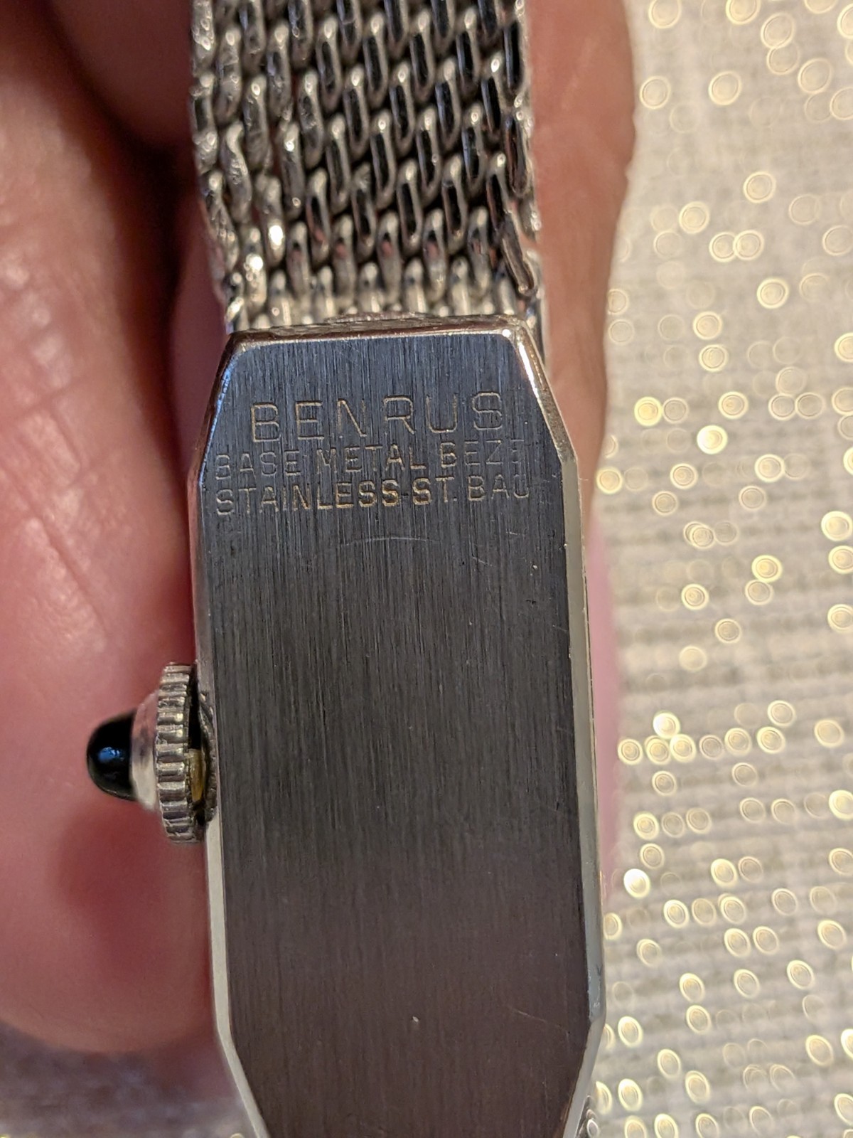 Vintage Benrus Swiss Made Ladies Manual Wind Rectangular Mesh Band Watch