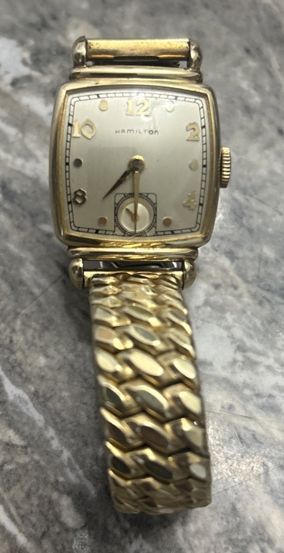 1940s Hamilton Gold Filled Mens Running Wrist Watch Works And Good Shape