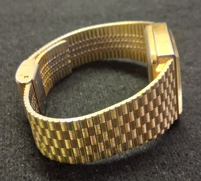 VINTAGE GENEVA RECTANGULAR DRESS WRISTWATCH GEOMETRIC ASYMMETRICAL DIAL WATCH