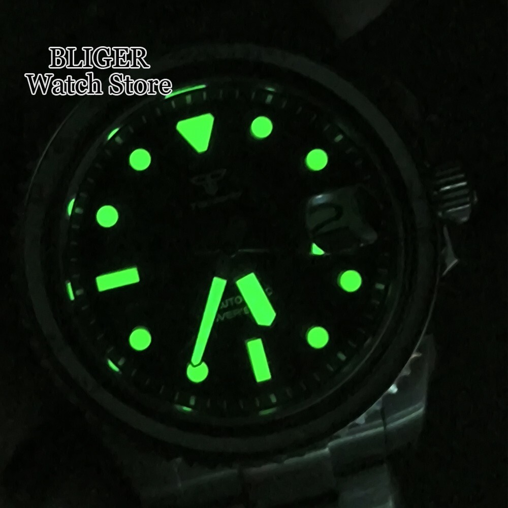 Gloss Shell Dial 200M Waterproof NH35 Men Dive Watch Lume Turquoise Green Steel