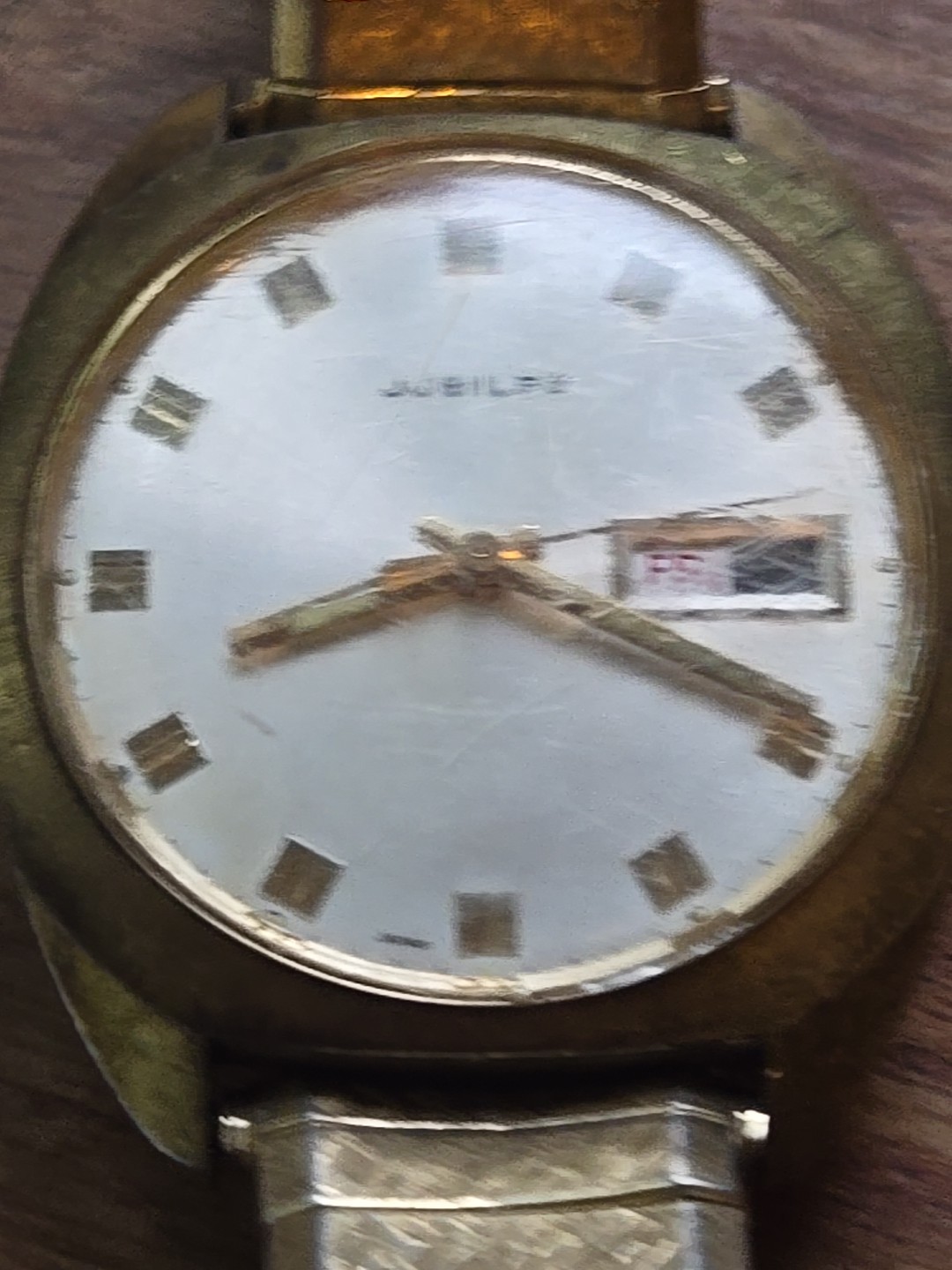 Jubilee British Crown Colony Men’s 1203 7j Day Date Watch For Parts Or Repair
