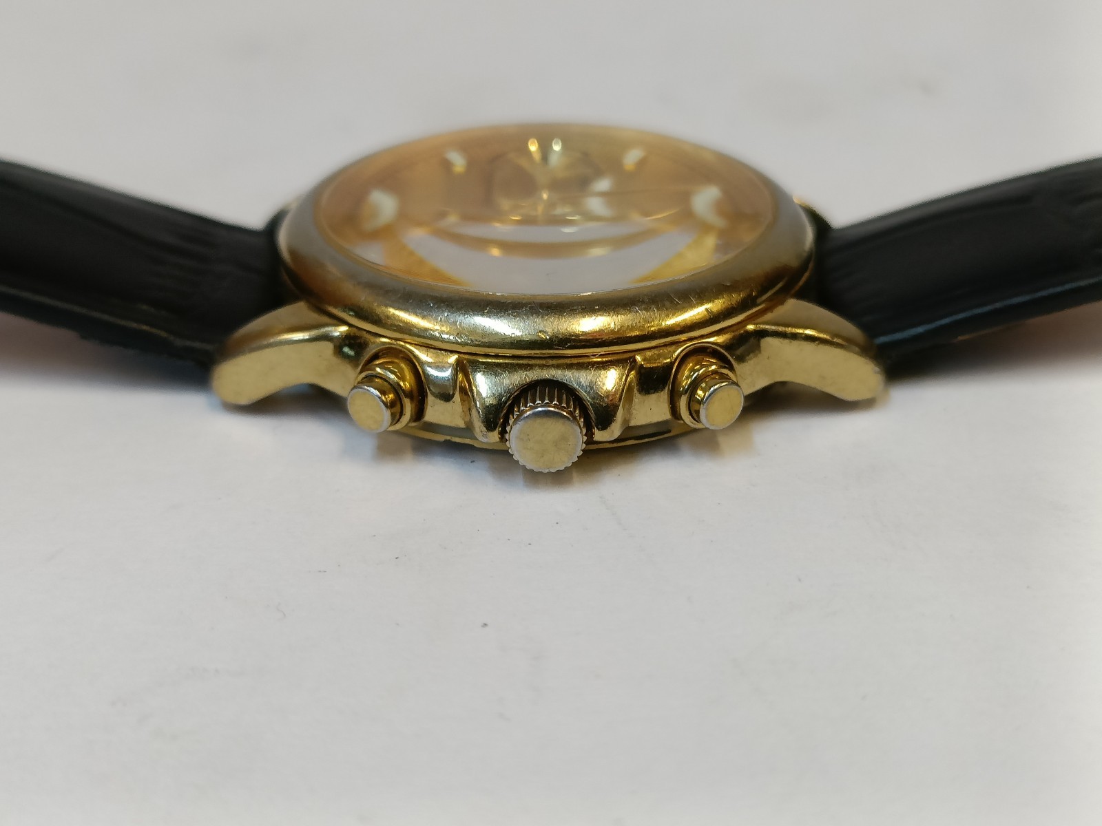 SANDOZ CHRONOGRAPH QUARTZ GOLD DIAL 89410 MEN’S WORKING CONDITION