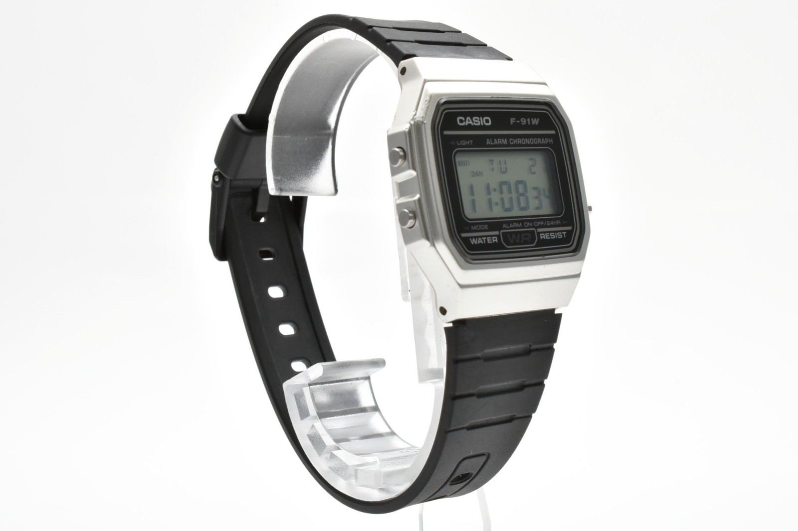 【EXC+５】CASIO F-91W Digital Quartz Watch Black Resin Alarm Chronograph 30M Japan