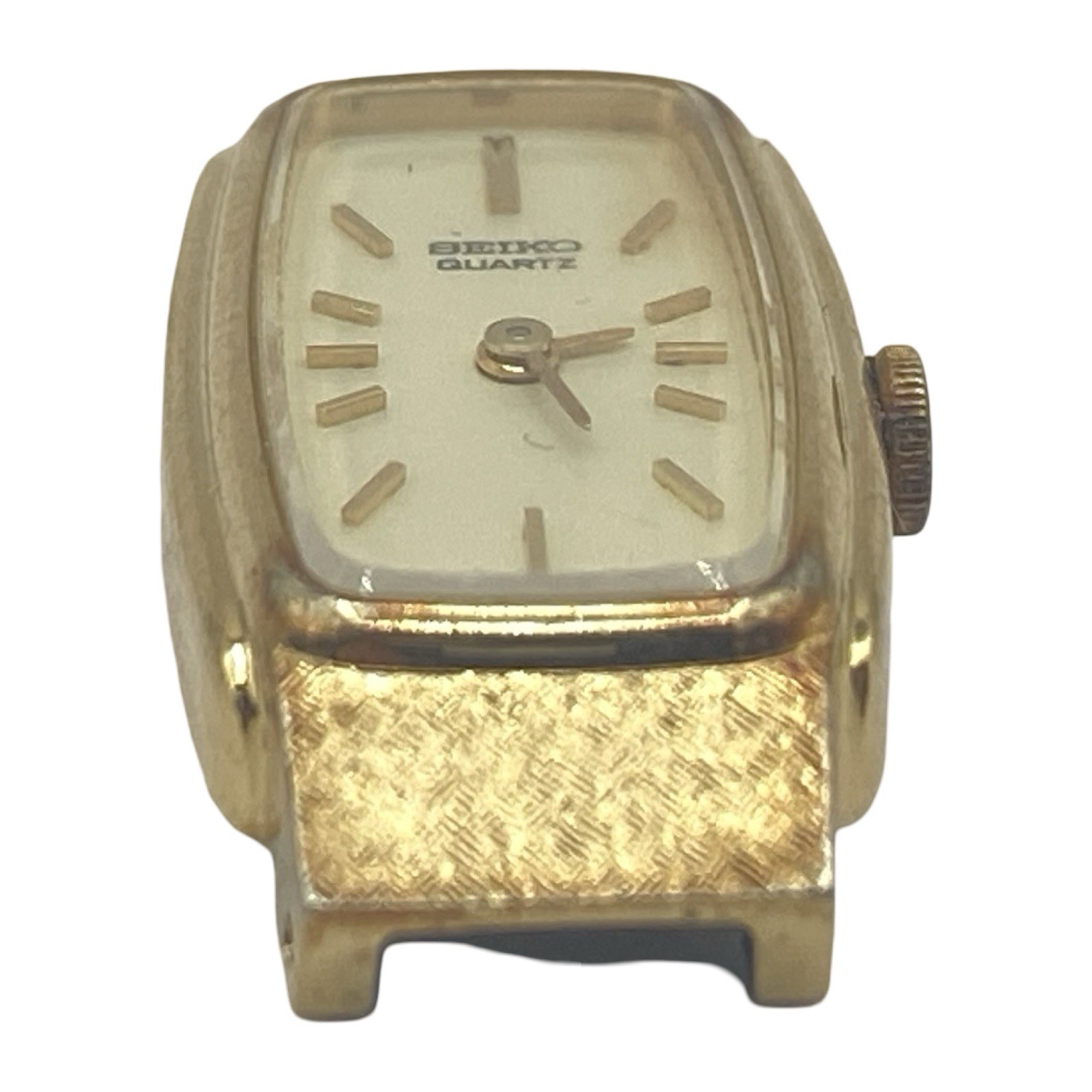 Seiko Tank Watch Women 13mm White Dial Gold Tone Rectangle 1320-5549 Needs Bat