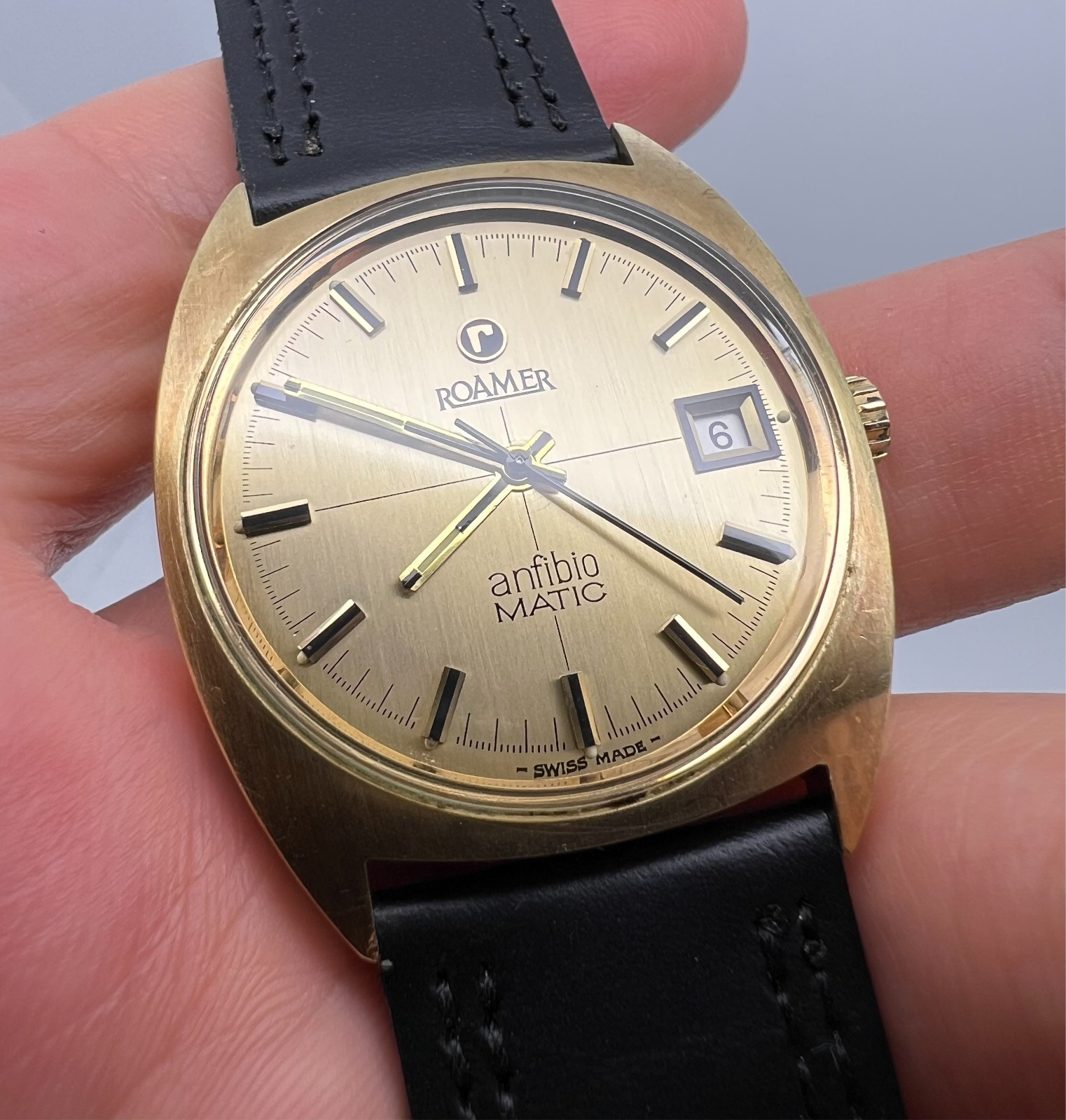 VINTAGE ROAMER ANFIBIO MATIC AUTOMATIC GOLD PLATED MENS WATCH