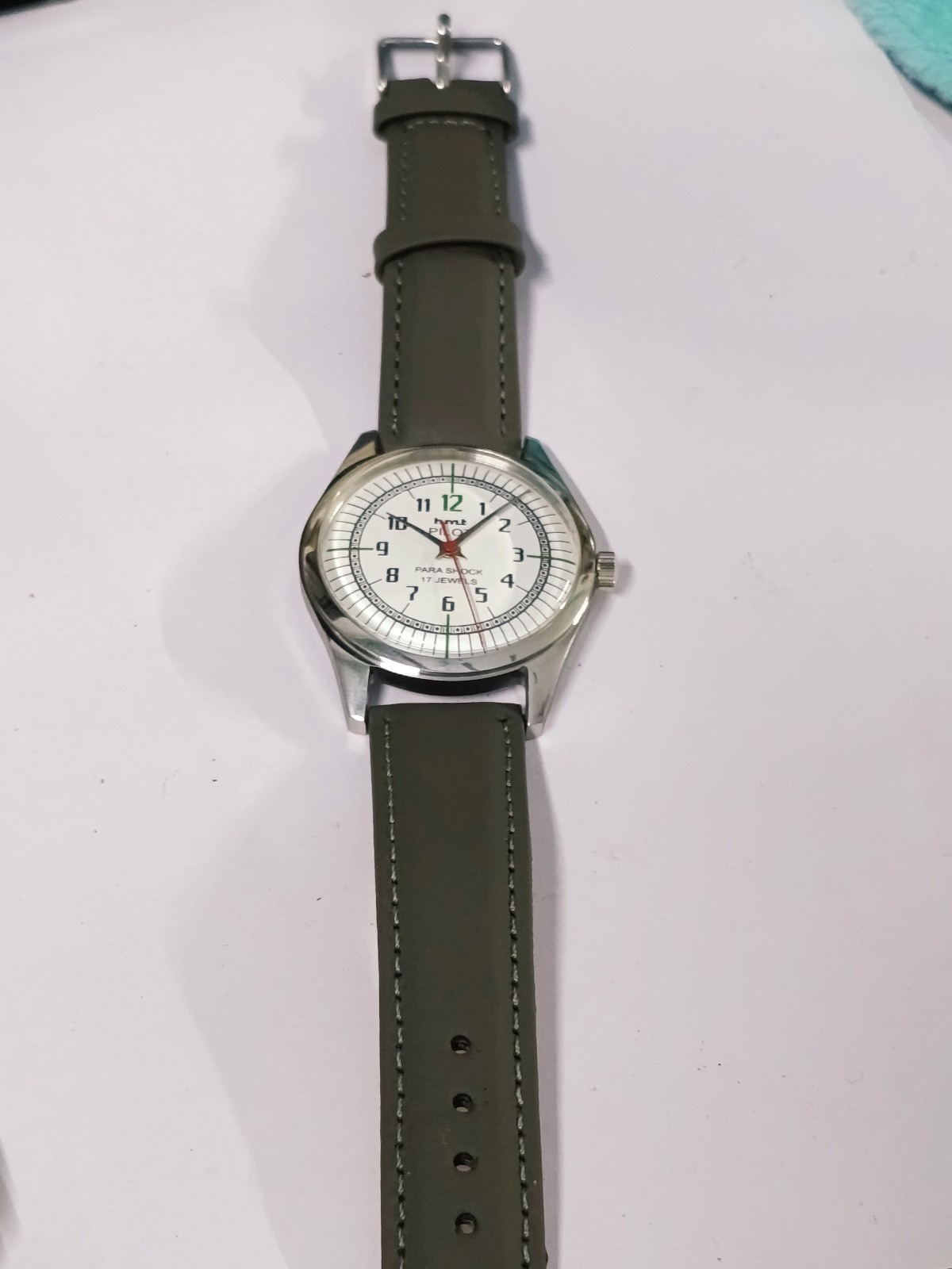 HAND WINDING VINTAGE HMT PILOT WHITE DIAL MECHANICAL WATCH FOR MENS