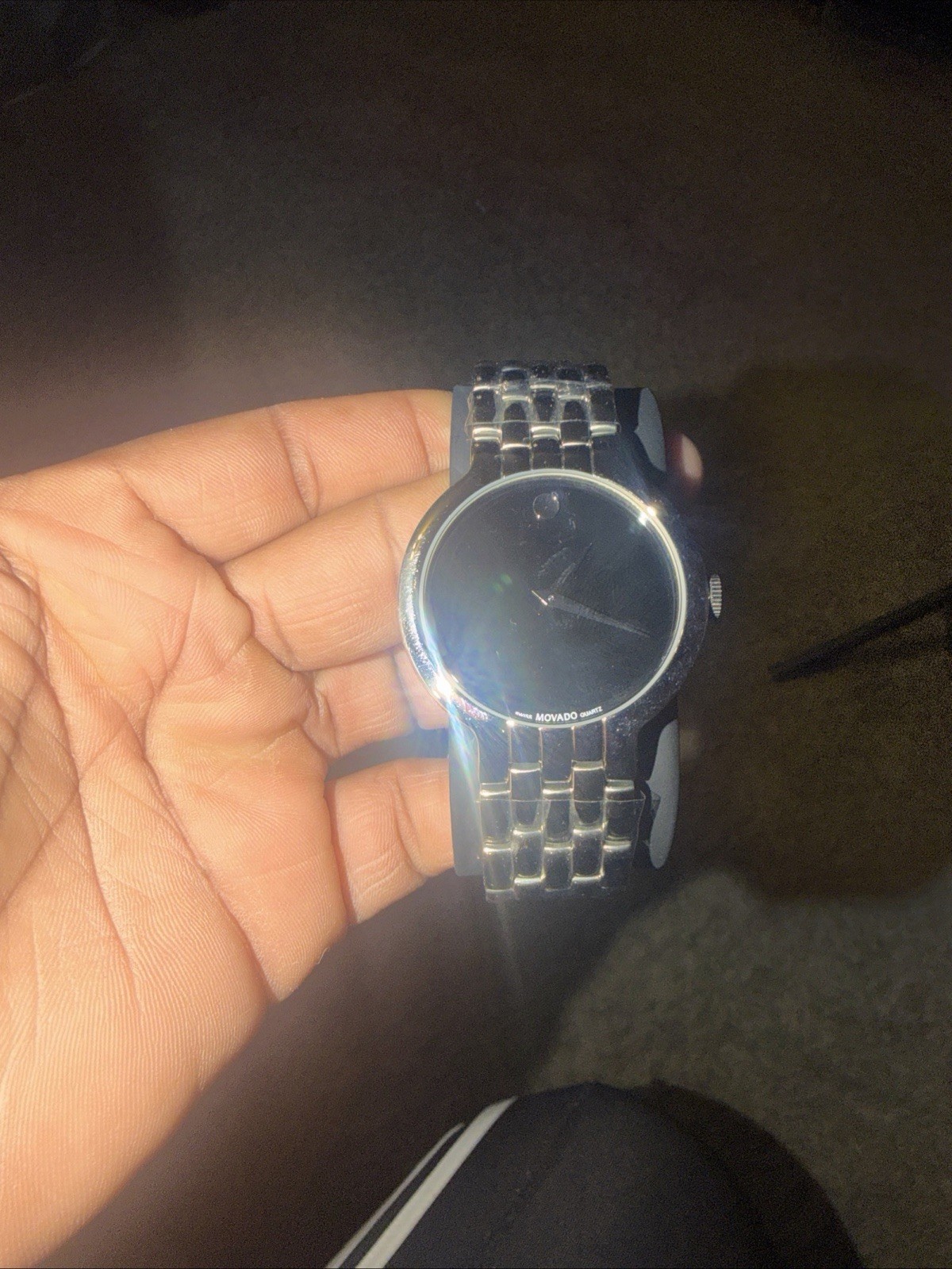 Movado Bold Swiss Made Quartz Watch Black Dial Silver Tone Steel Bracelet