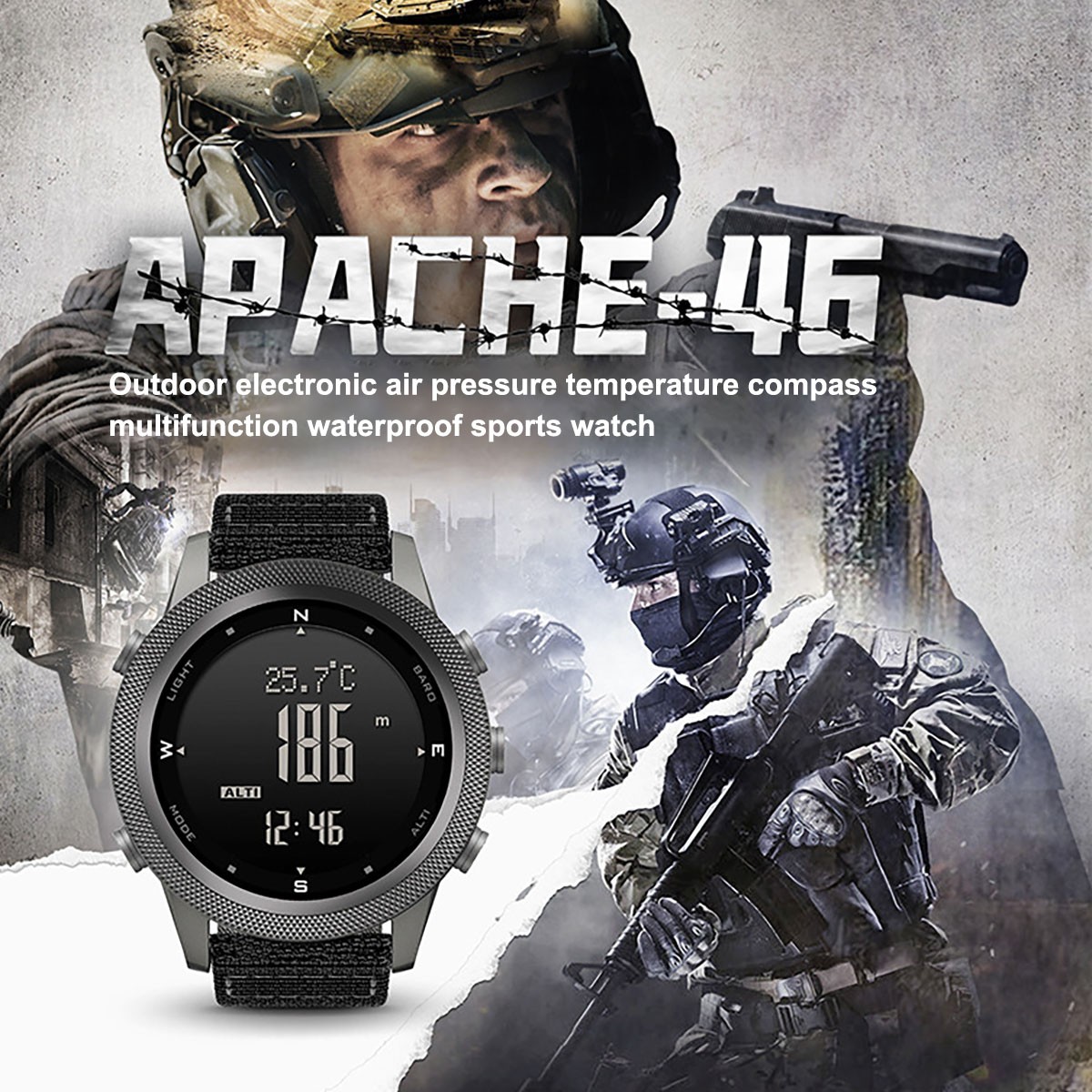 North Edge Apache-46 Smart Men Military Outdoor Sports Barometer Compass Watch