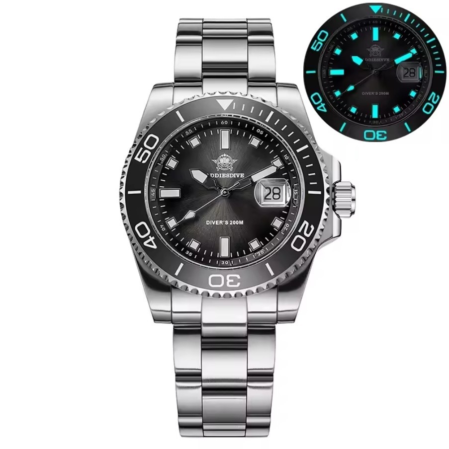 Addiesdive AD2089 Diver Quartz Watch 41mm 200m Black Sunburst New With Box USA