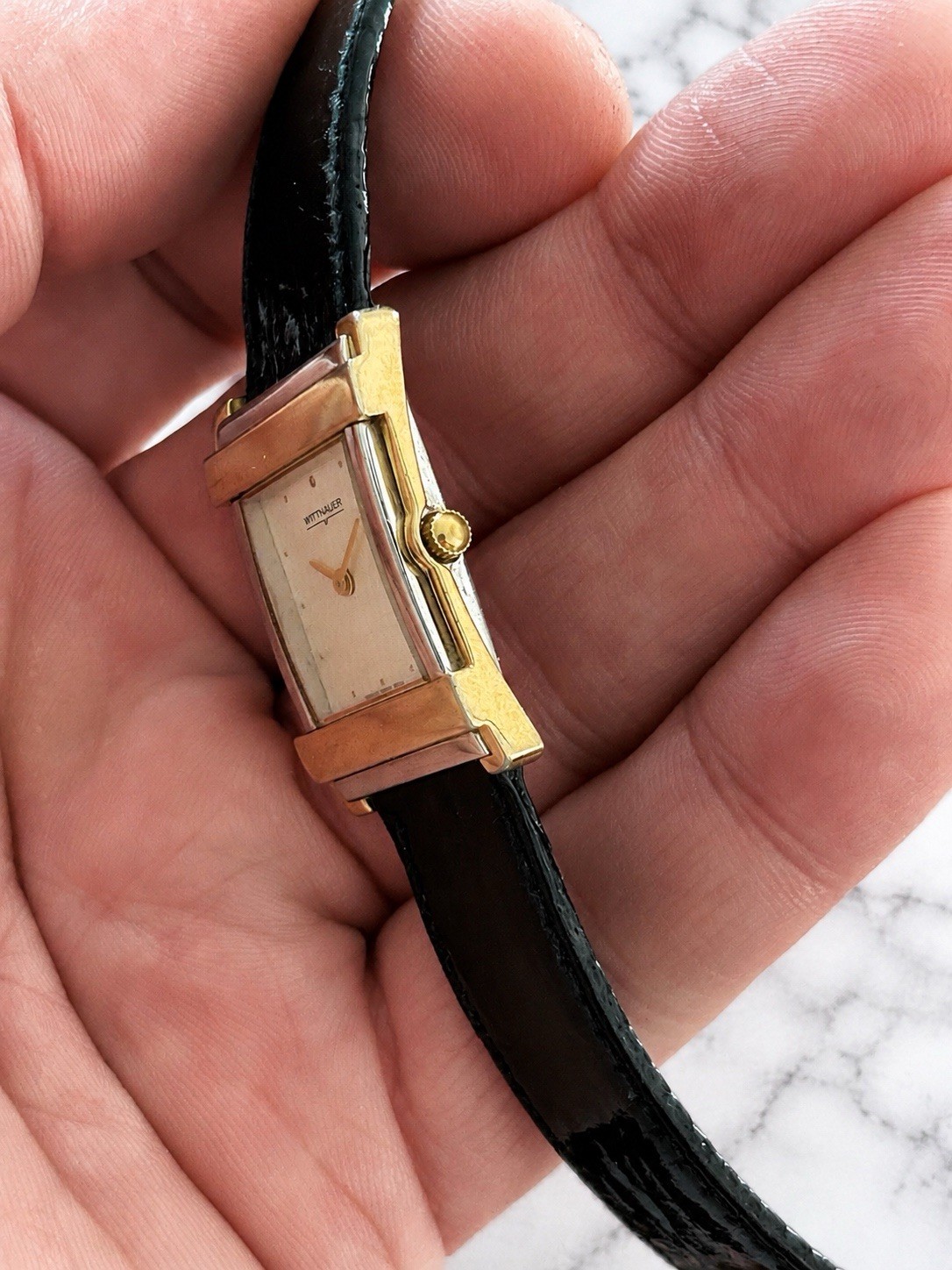 😍 RUNS GREAT! NRMT Vintage 1980s Swiss WITTNAUER LONGINES Quartz Tank Watch 😍