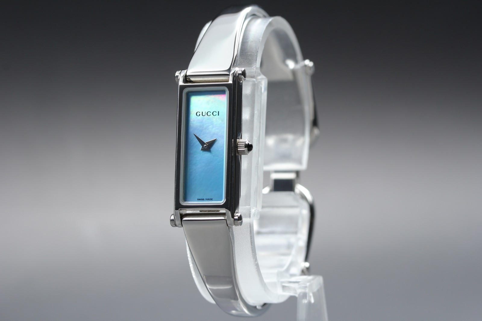 [Near MINT w/Box Paper] GUCCI 1500L 13mm Blue Dial Bangle Quartz Women’s Watch