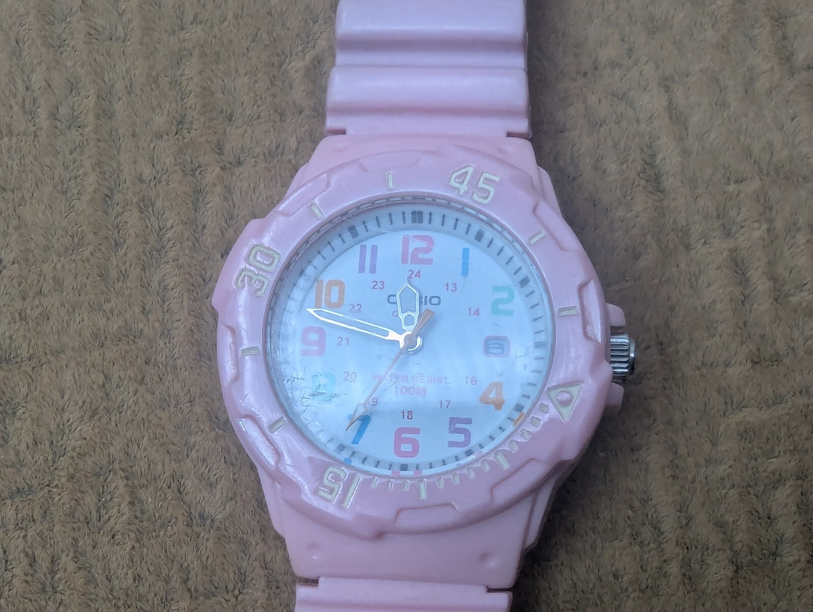 CASIO Ladies Women’s Pink Watch White Multicolor Wristwatch Resin Band LRW-200H