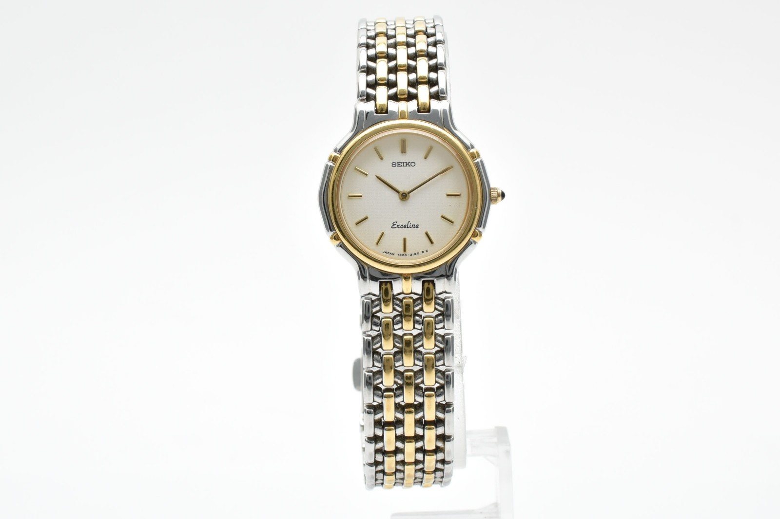 Vintege 1990 SEIKO 7320-0410 Exceline Gold Roman Quartz Ivory Dial Ladies Watch