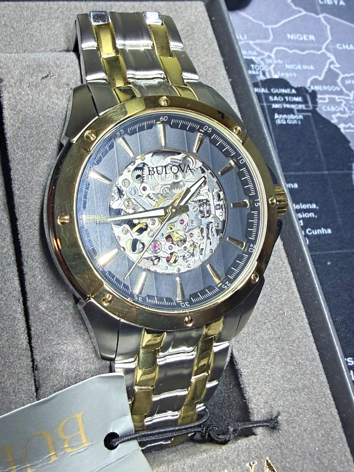 Bulova Automatic two tone Watch 43 MM 98A146 authentic