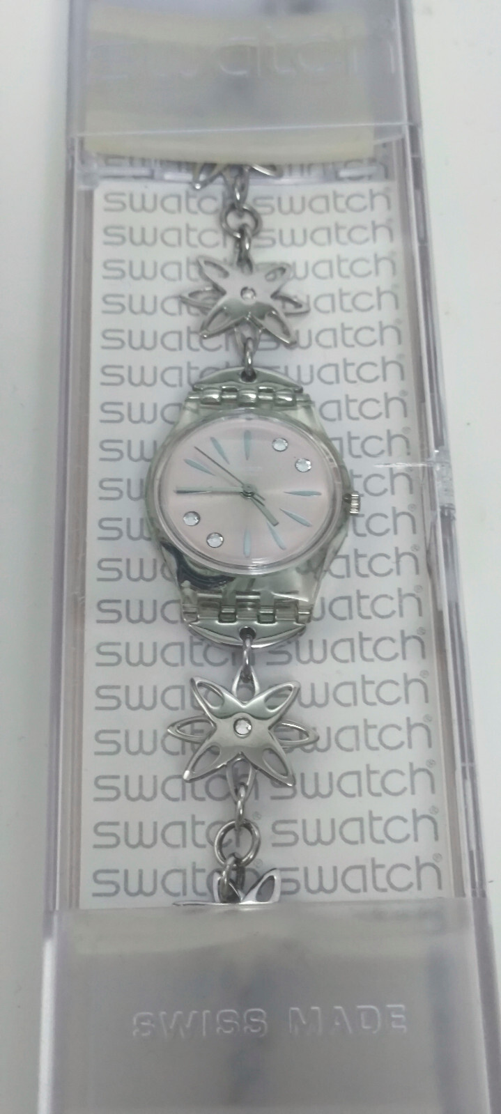 Swatch watch ZAUBERFEE Magic Fairy chrome star flower LK286G new & boxed