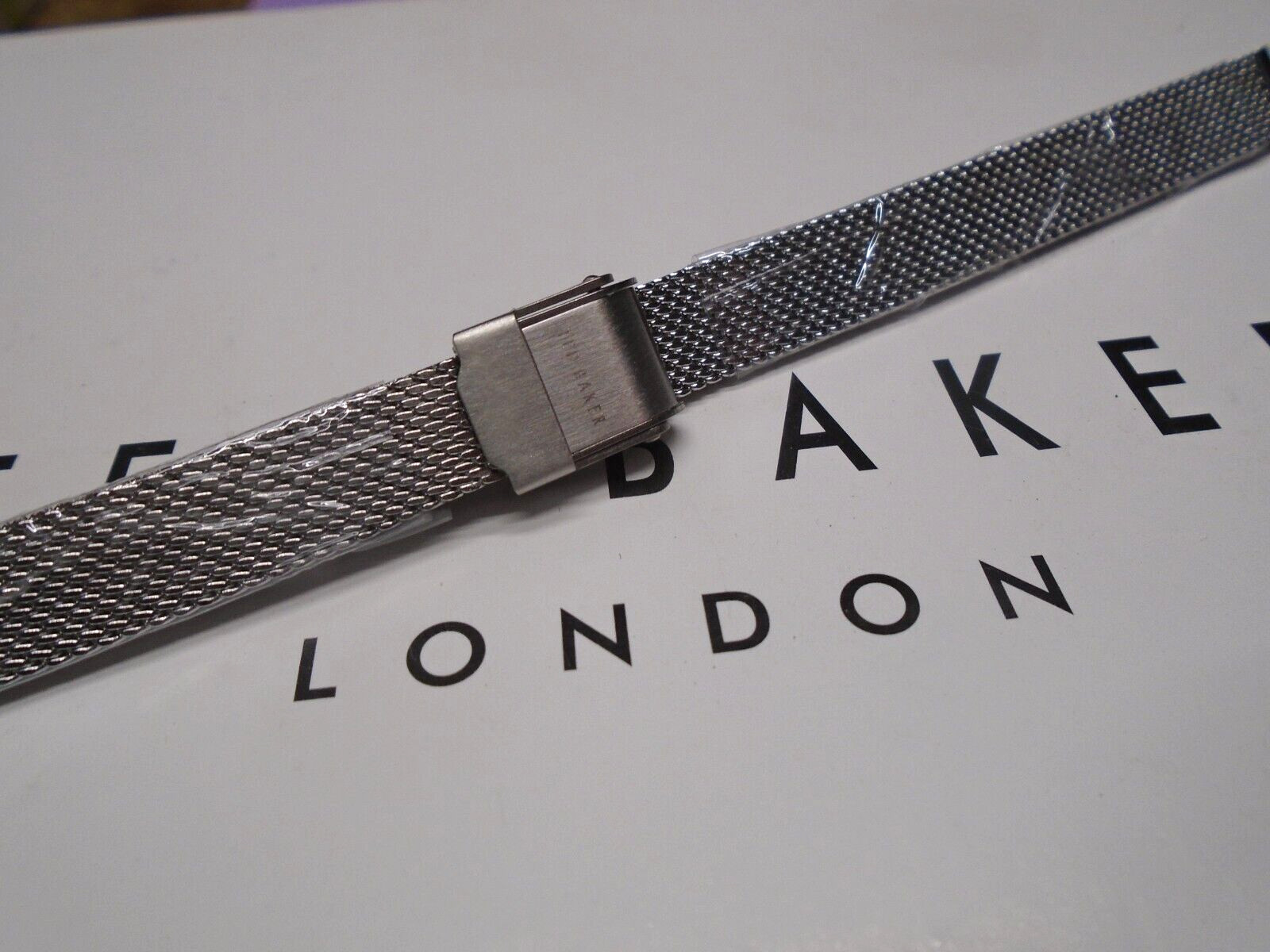 GENUINE TED BAKER SILVER STAINLESS STEEL MESH WATCH STRAP 17cm LONG X 10mm WIDE