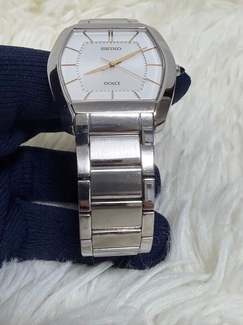 SEIKO Dolce 8J41-0AH0 Quartz Mens Watch Silver Rectangular Japan