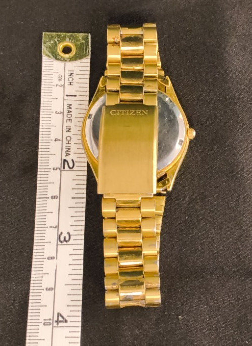 Vintage Citizen Presidential Watch Gold Tone Round Black Face Date #W5144