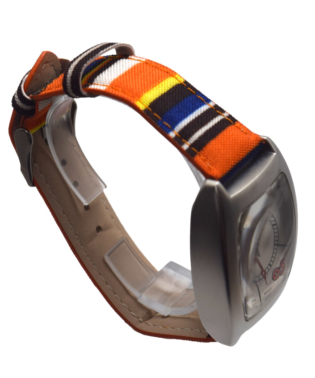 INFINITY: MULTICOLOR CANVAS LEATHER BAND OVALISH RECTANGLUAR CASE ANALOGE WATCH